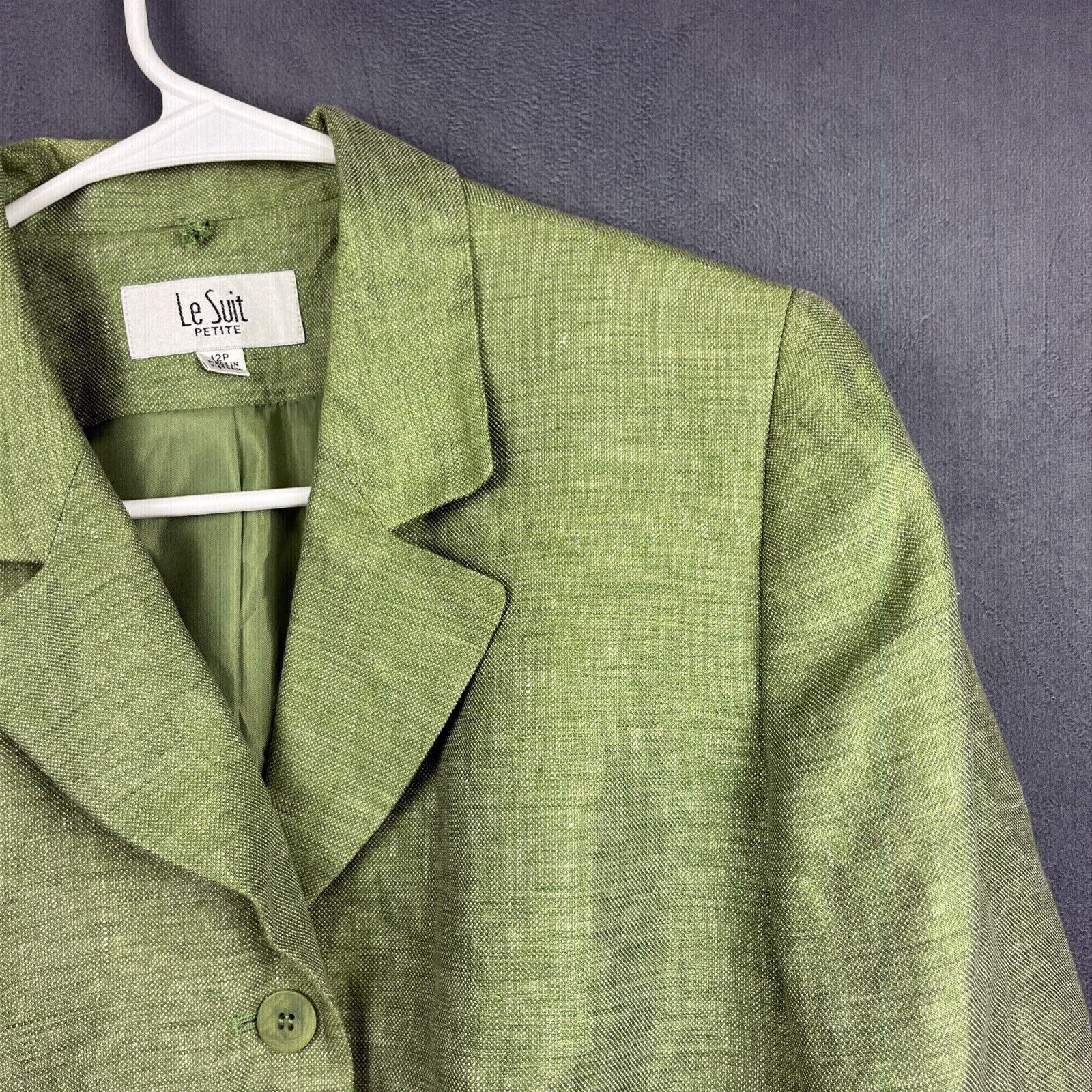 Other Le Suit Petite 100% Linen Blazer Jacket Women 12P Green Vtg Size XL / US 12-14 / IT 48-50 - 9 Thumbnail