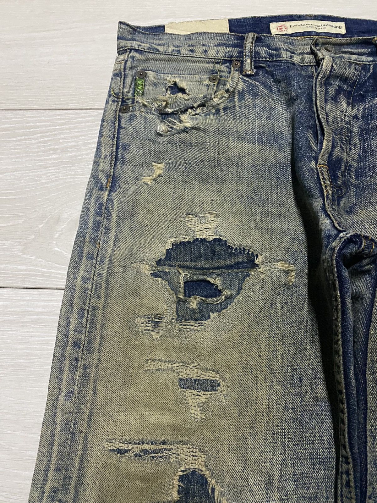 FDMTL Classic Straight Denim Crazy Mud Wash Jeans Size US 33 - 7 Thumbnail