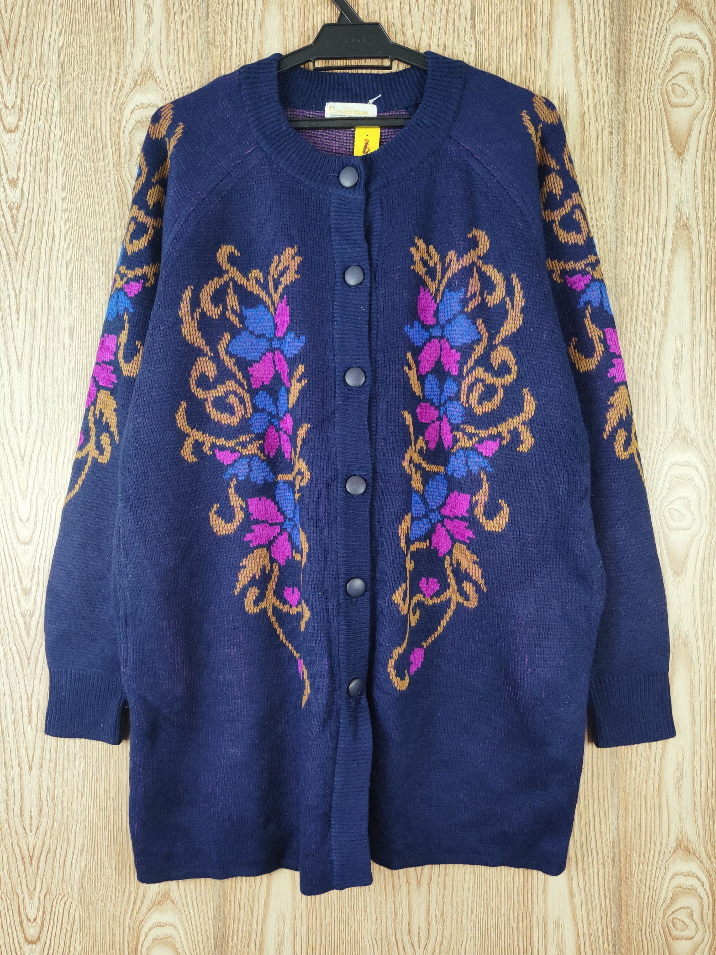 Vintage Star Coronation Dark Blue Knitwear Cardigan #W032 Size L / US 10 / IT 46 - 1 Thumbnail