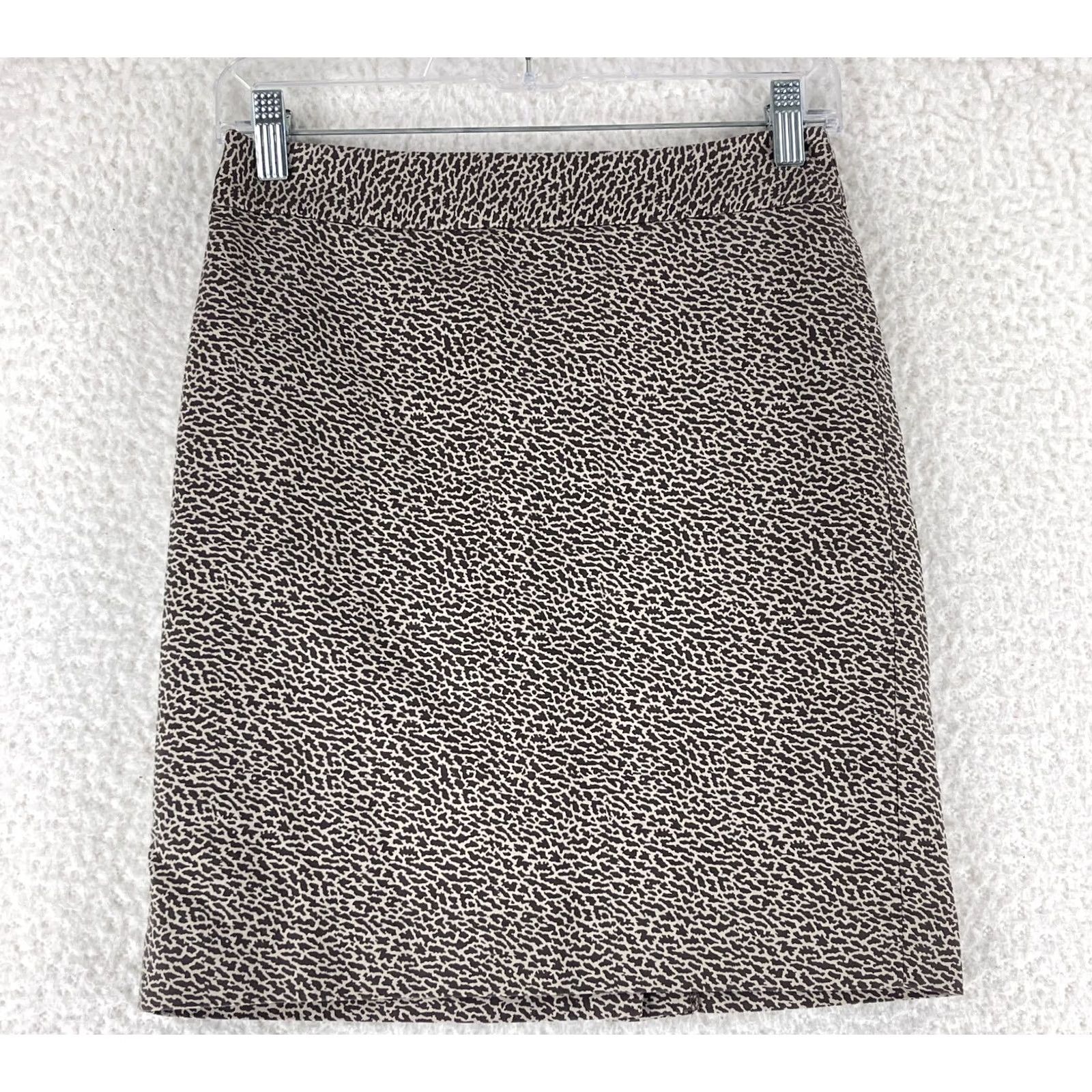 Loft LOFT Animal Print A-Line Skirt Womens 0P Silk Cotton Acetate Short Zip Up Brown Leopard Suede? Size 25" / US 0 / IT 36 - 2 Thumbnail