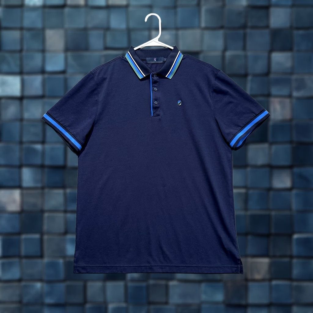 Vintage Extracurricular Polo Shirt Mens Large Navy Blue Performance Golf Striped Collar Size US L / EU 52-54 / 3 - 1 Thumbnail