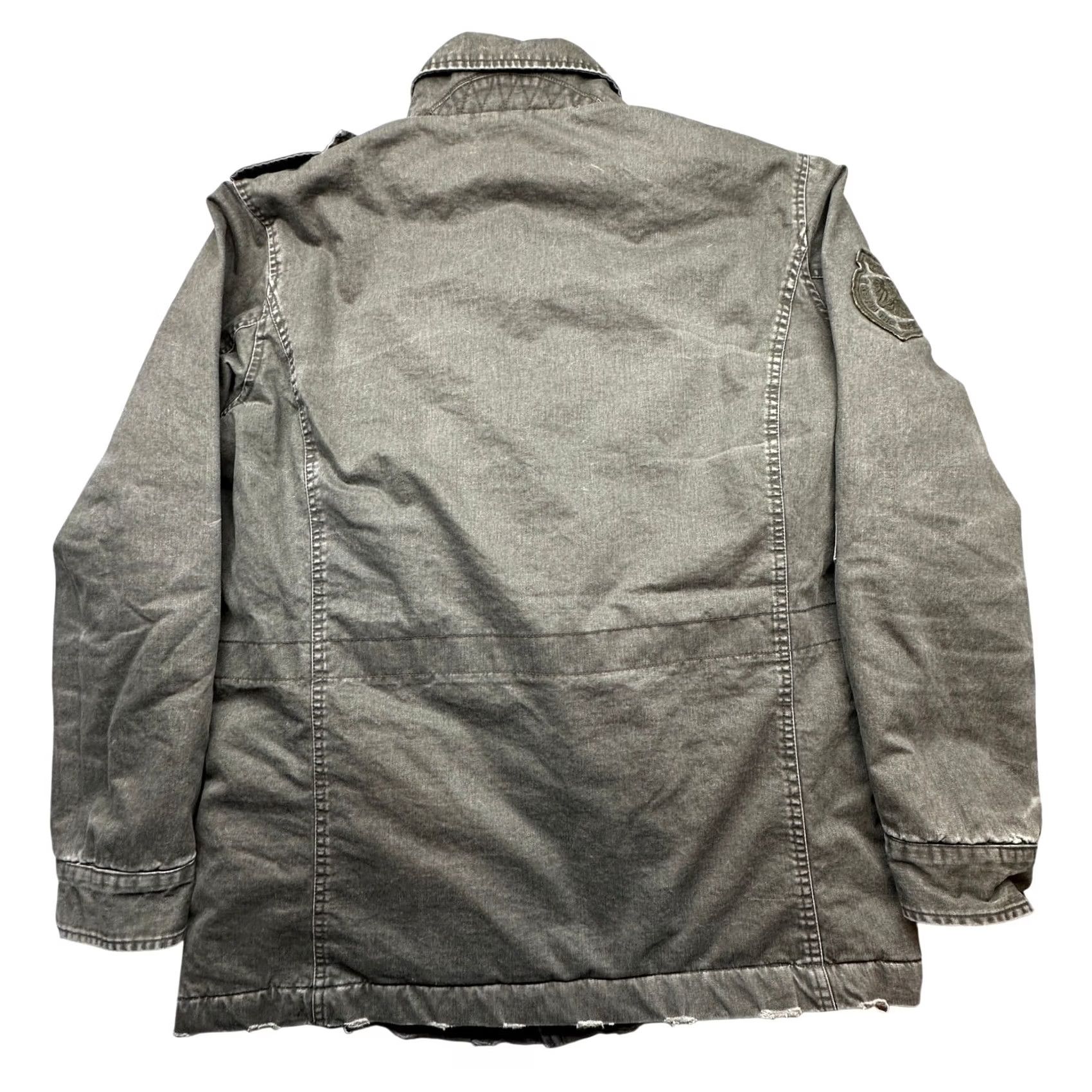 Guess Guess Jeans Military Distressed Jacket Mens Large Faux Fur Lined Green M65 Style Jacket Size US 33 - 2 Thumbnail