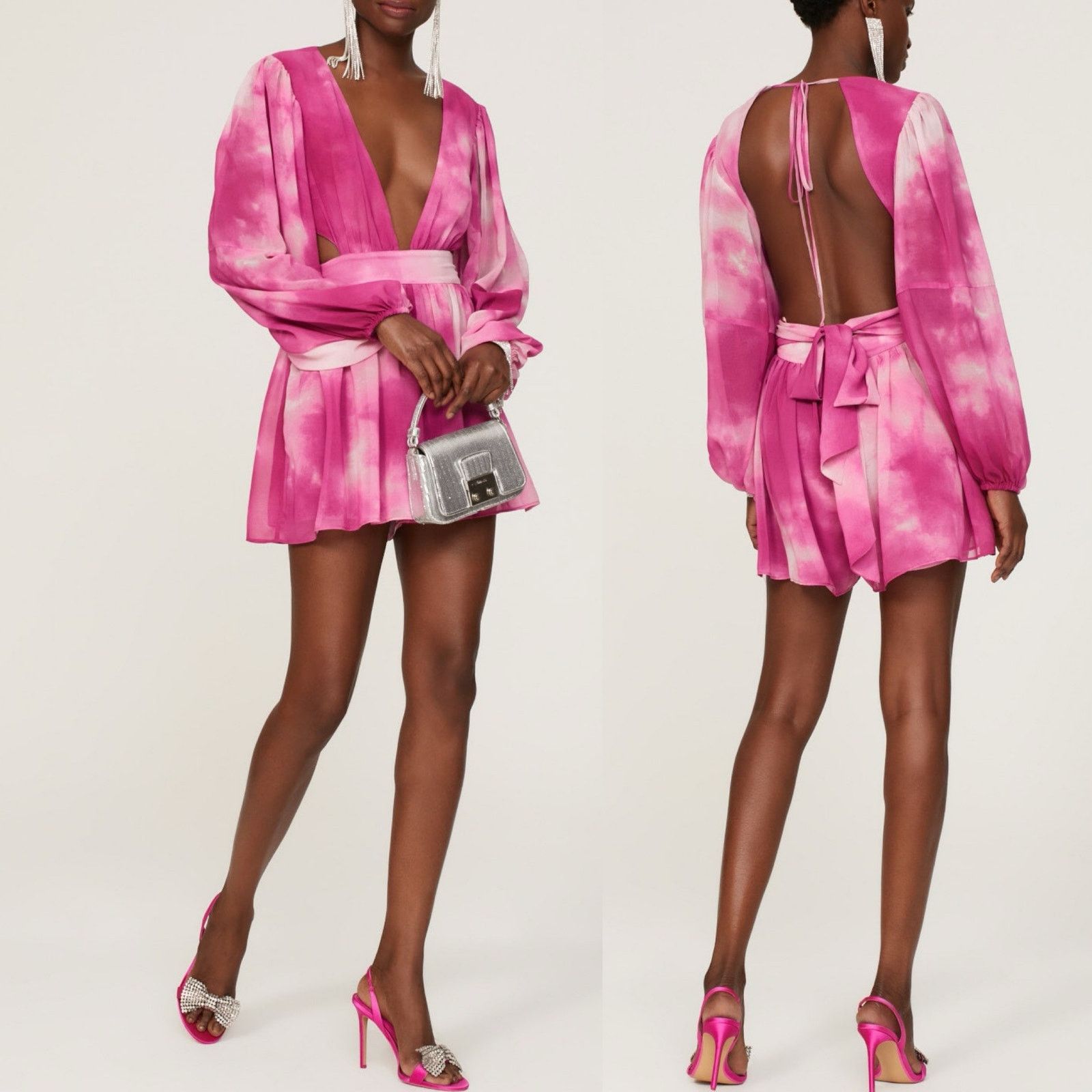 Other TOCCIN X RTR Pink Tie Dye Lightweight open back Romper sz 10 Size 32" / US 10 / IT 46 - 1 Thumbnail