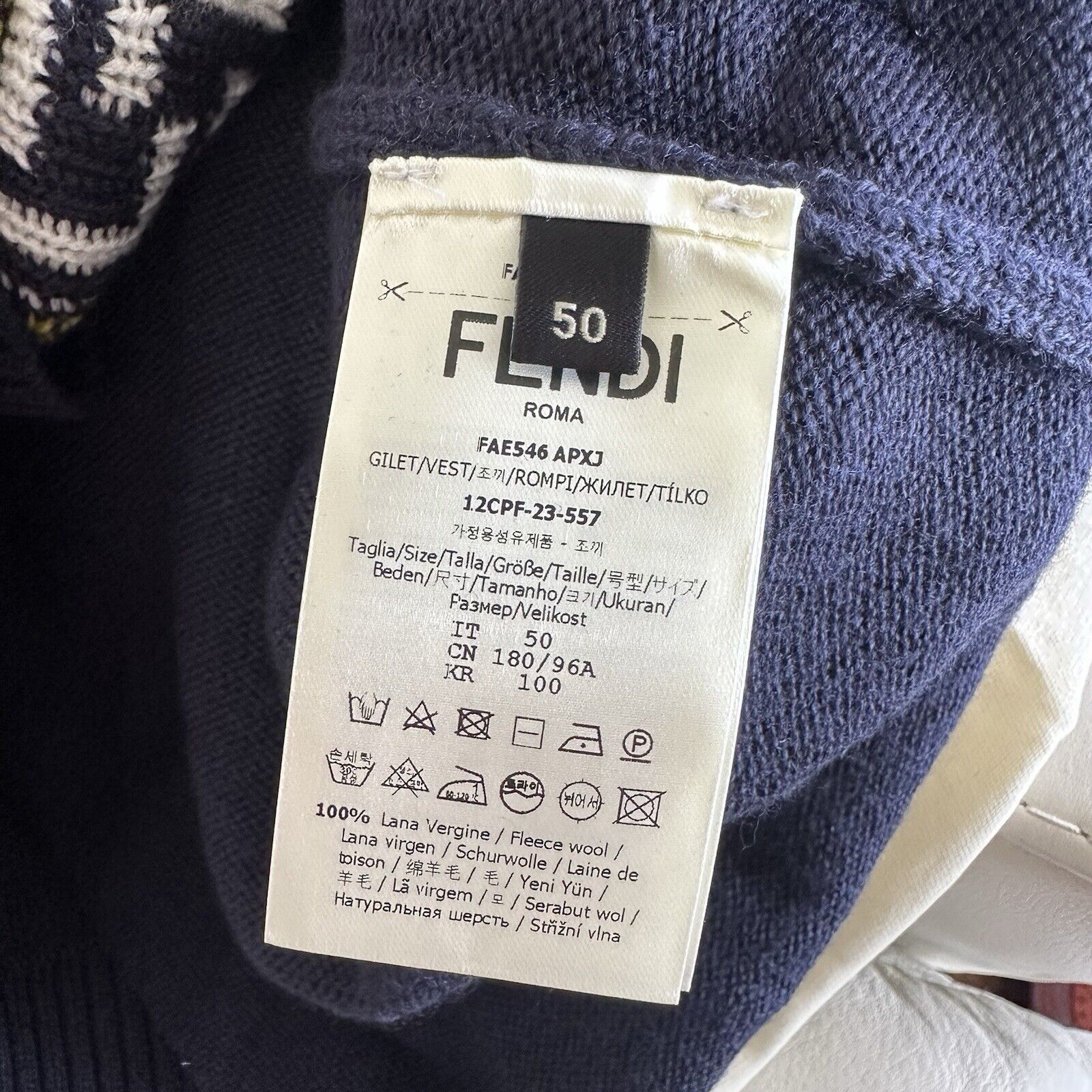 Fendi NWT Fendi Logo Intarsia Button-Up Vest Sweater Blue FF Virgi Size US M / EU 48-50 / 2 - 9 Thumbnail