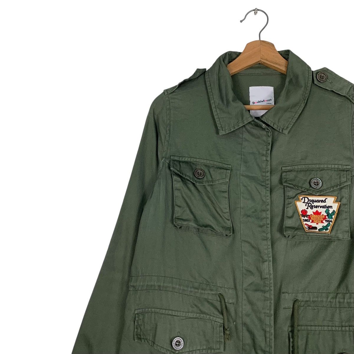 Japanese Brand DOUBLEFOCUS Dsquared Patches Field Jacket #1237-C56 Size US L / EU 52-54 / 3 - 6 Thumbnail
