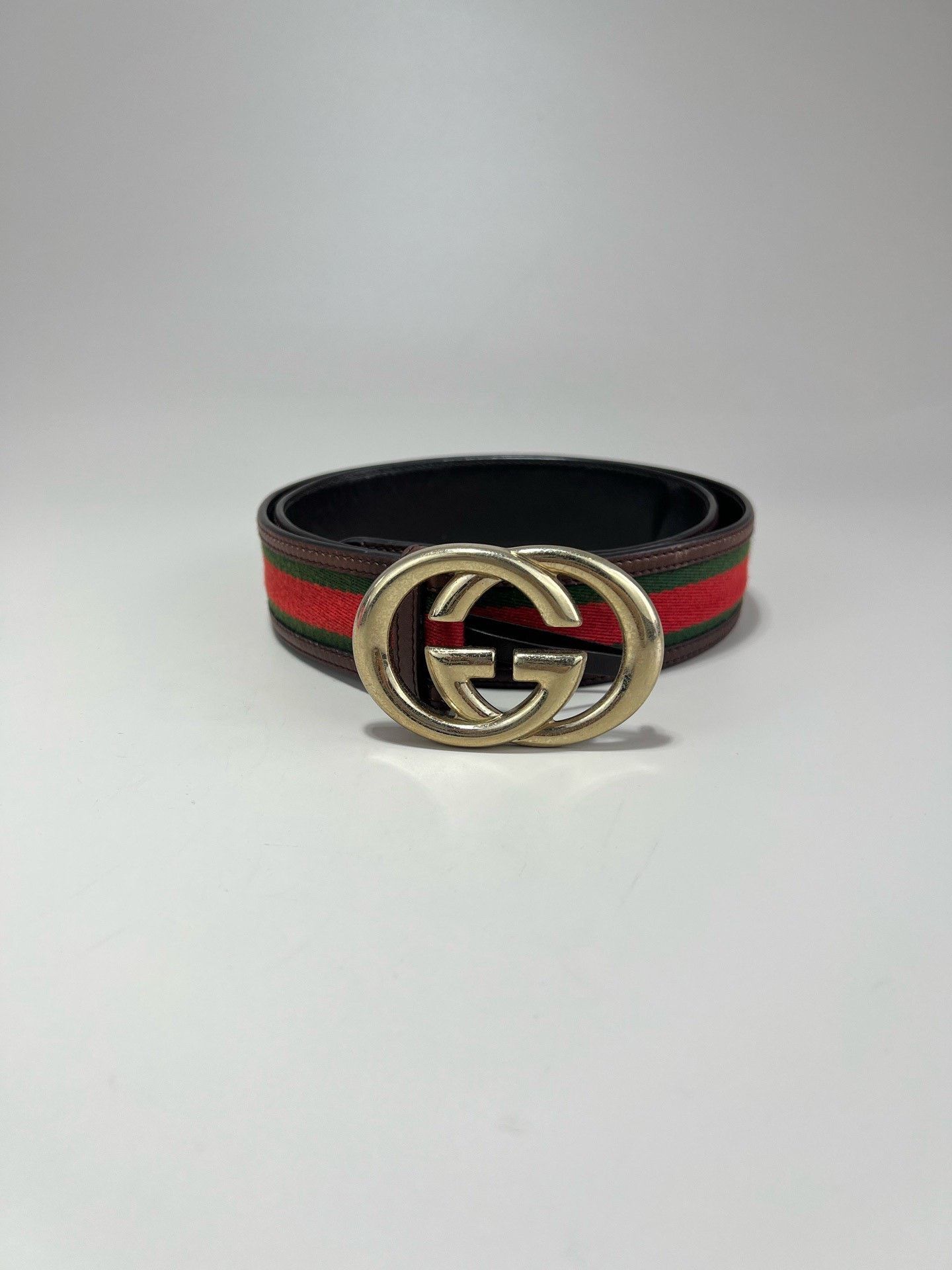 Gucci Gucci Red Green Web Double G Gold Buckle Belt Size ONE SIZE - 1 Thumbnail