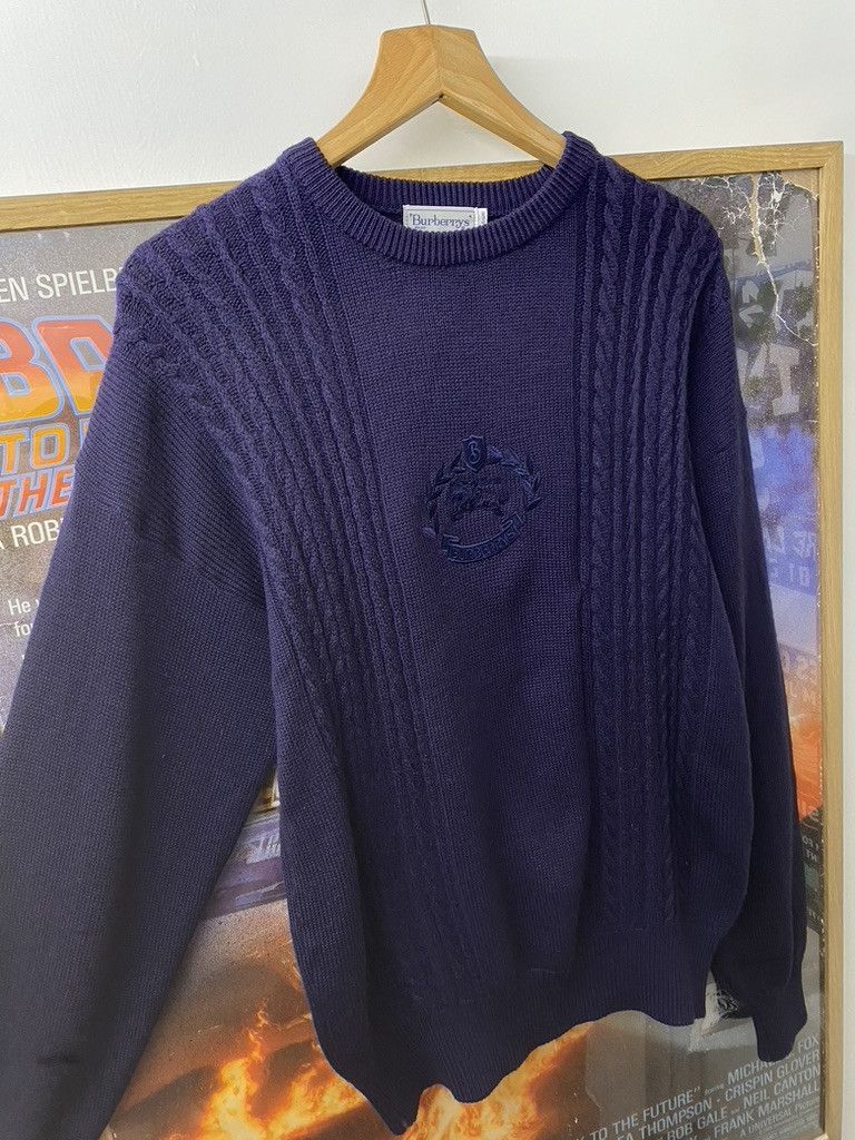 Burberry 90s Burberry Regd. Equestrain Crest Cable Knit Jumper Size US M / EU 48-50 / 2 - 5 Thumbnail
