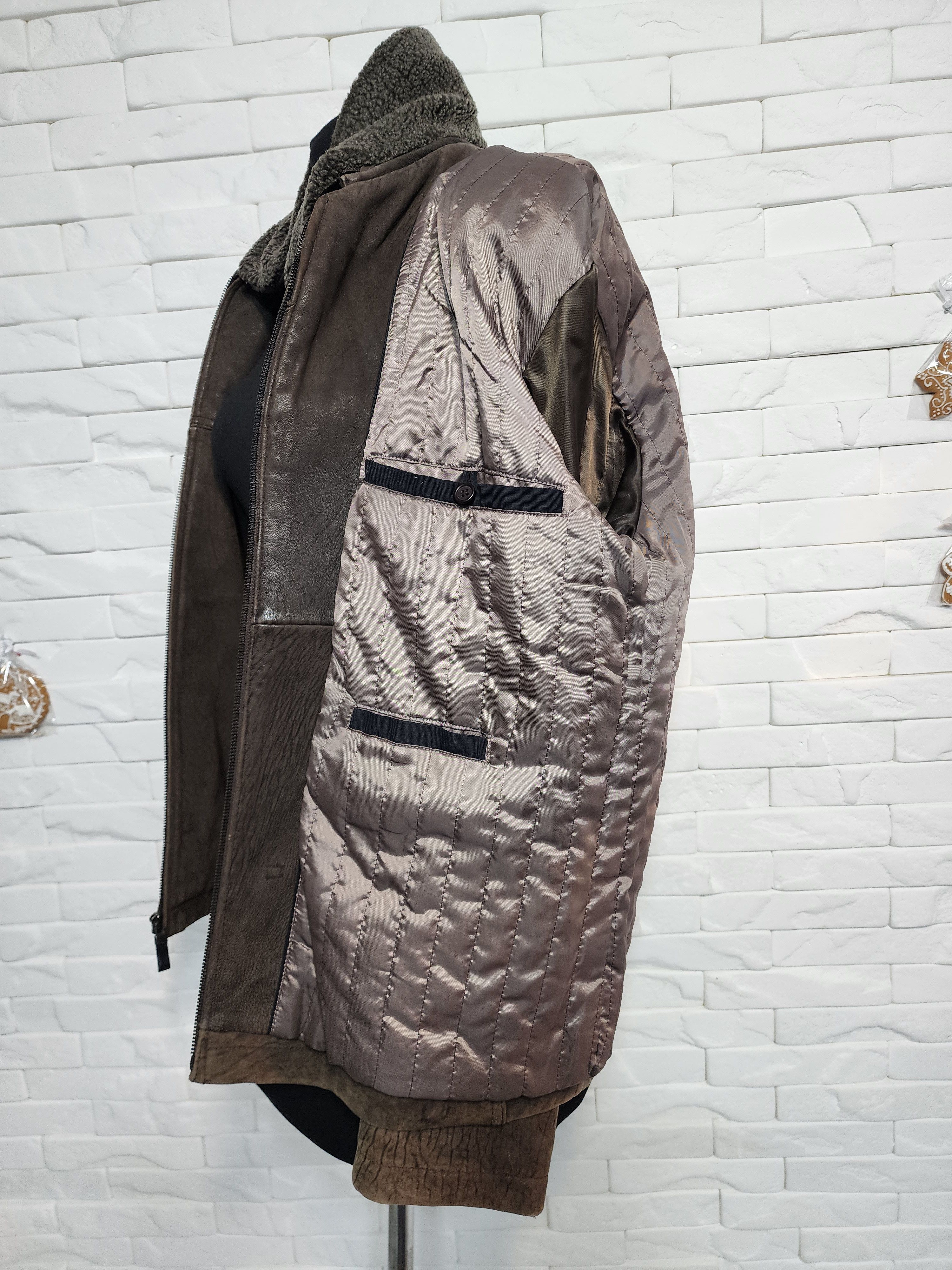 Uniqlo Brown Genuine Leather Jacket: Men's Metal Zipper Jacket Size US L / EU 52-54 / 3 - 10 Thumbnail