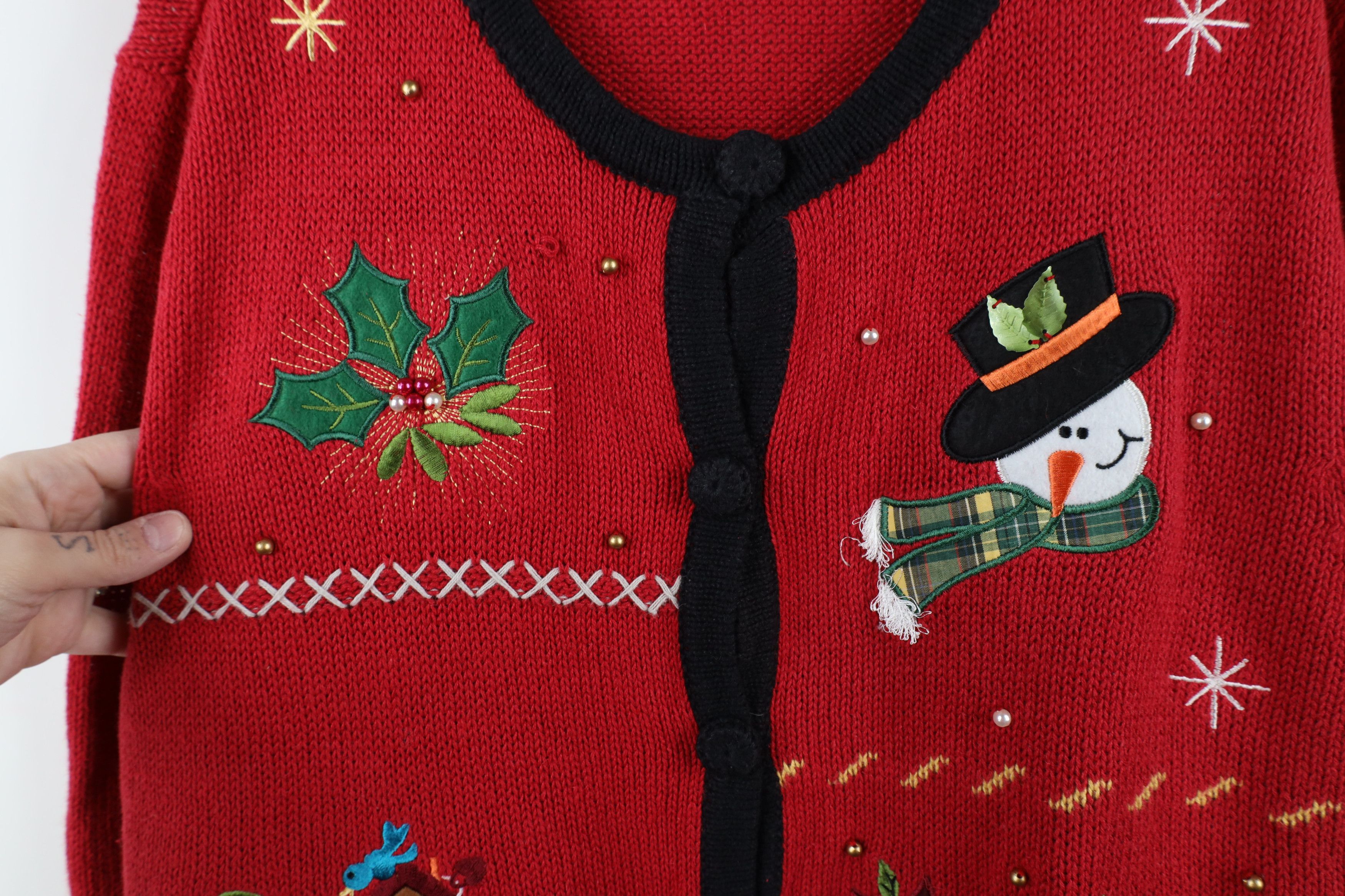 Vintage Vintage 90s Streetwear Christmas Snowman Cardigan Sweater Size XL / US 12-14 / IT 48-50 - 5 Thumbnail