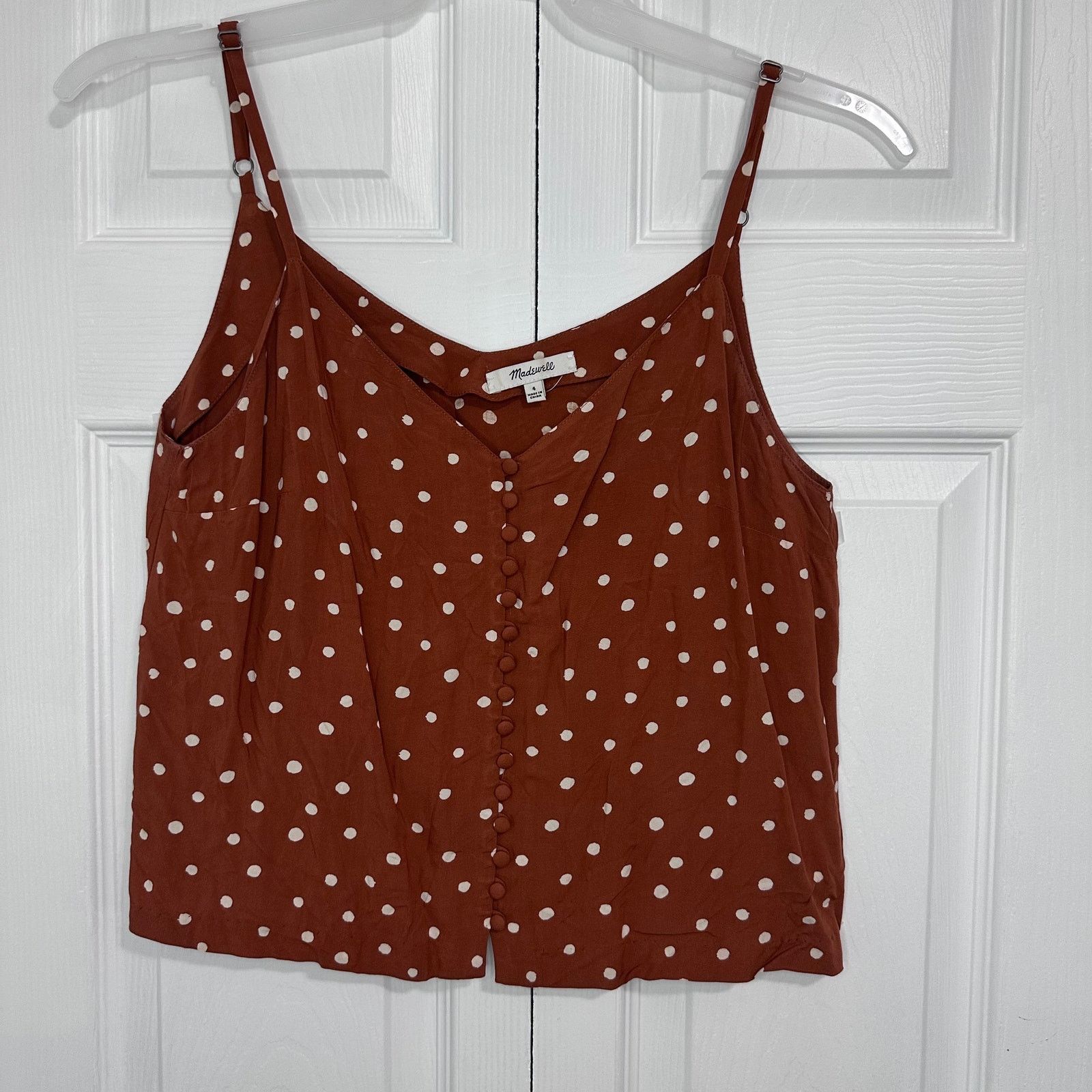 Madewell Madewell Burnt Clay Polka Dot Cami Tank Size 4 Size S / US 4 / IT 40 - 1 Thumbnail