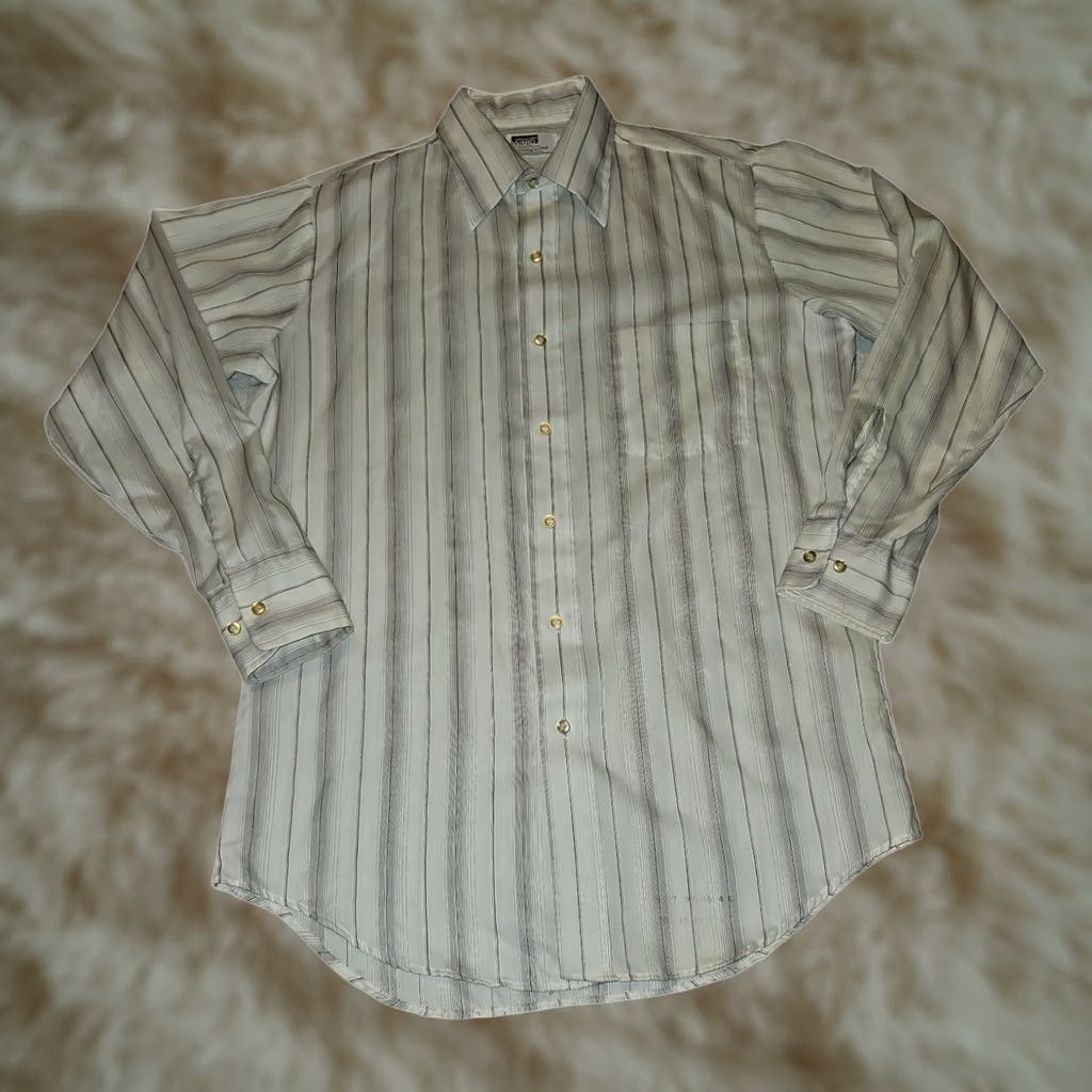 Vintage VINTAGE Montgomery Ward Button-Up Shirt 32/33 Mens White Brown Stripes 80s Dad Classic Casual Workwear Size US XS / EU 42 / 0 - 1 Thumbnail