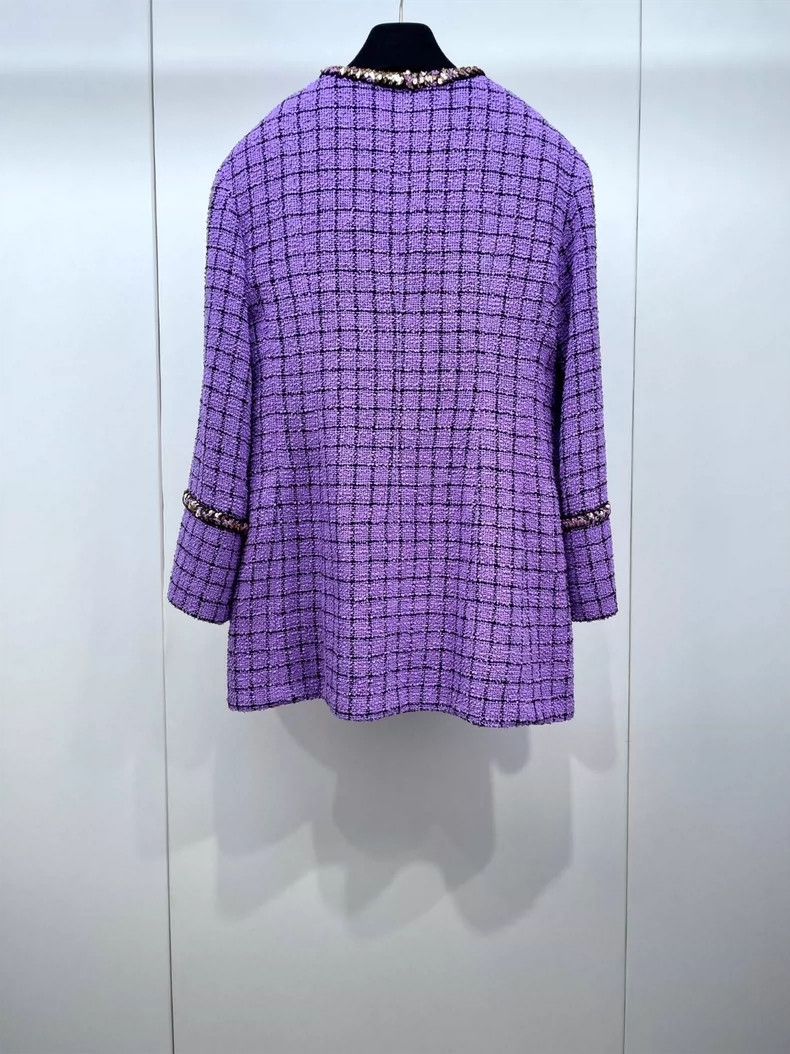 Chanel Chanel 22S purple plaid sequin slit jacket 2504-Nextarrow Size XS / US 0-2 / IT 36-38 - 2 Thumbnail