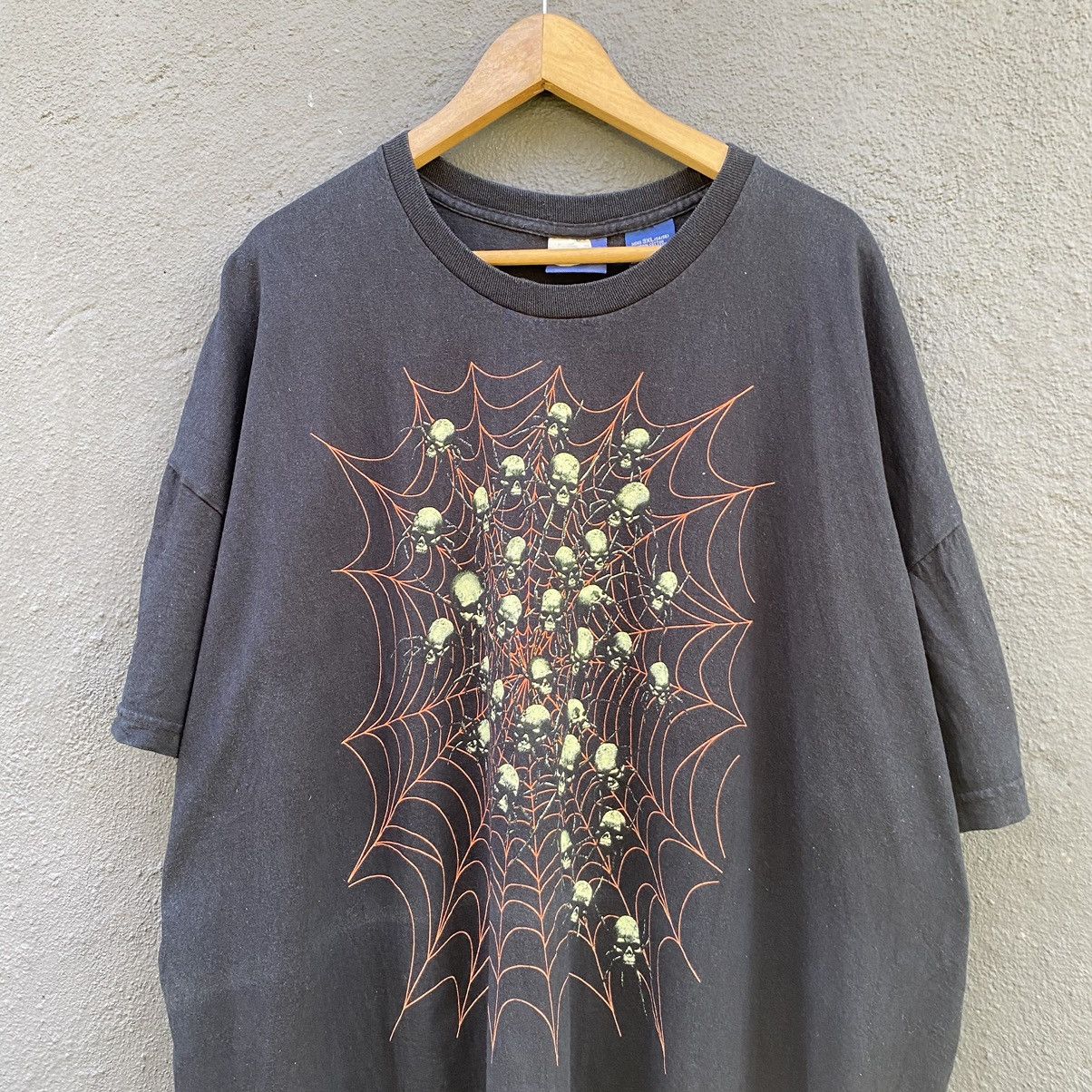 Vintage Thrashed Faded Vintage Y2K Skull Spider Webs ERD GRUNGE TEE Size US XXL / EU 58 / 5 - 2 Thumbnail