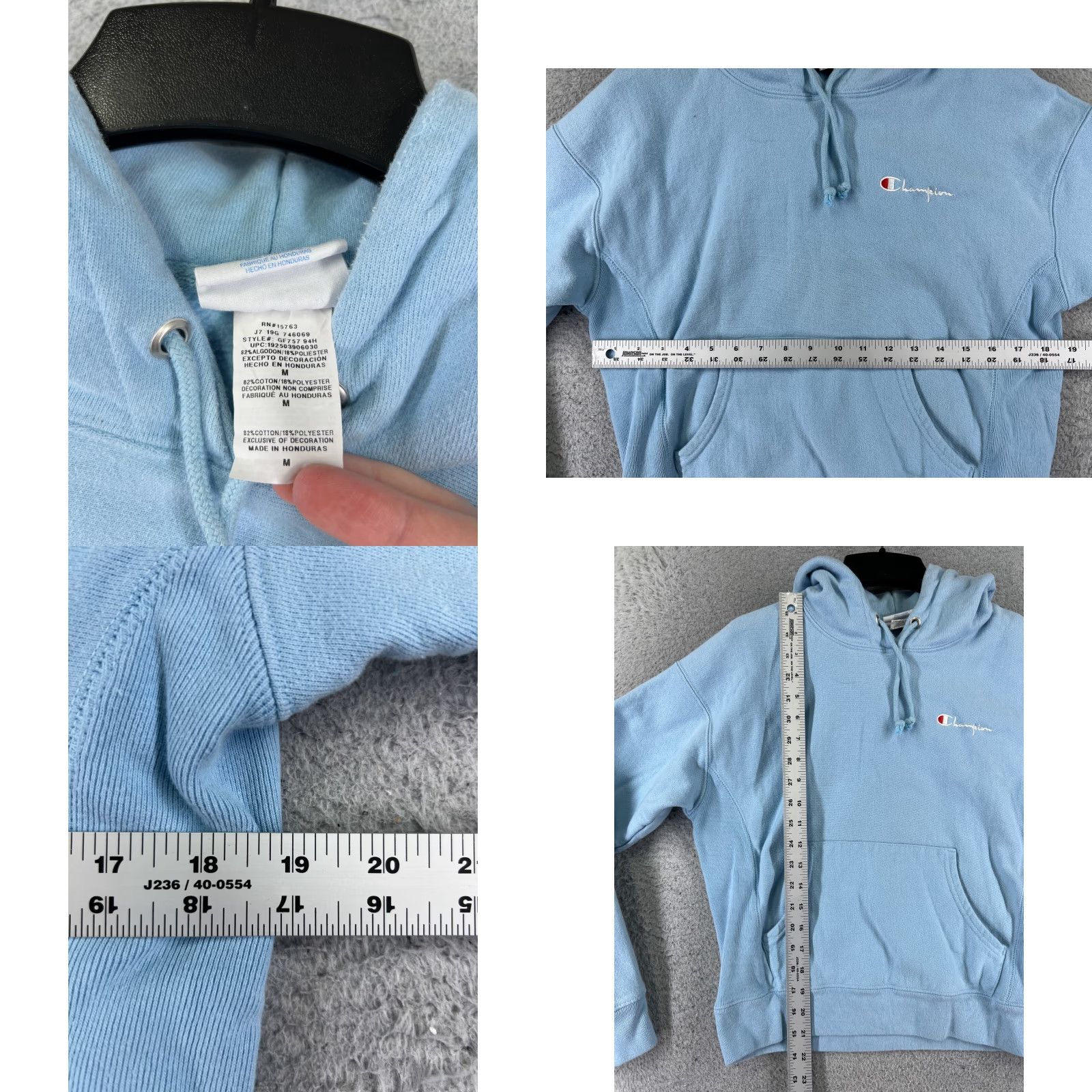 Champion VINTAGE Champion Hoodie Women Medium Blue Pullover Logo Crew Neck Long Sleeve Pockets Activewear Size M / US 6-8 / IT 42-44 - 8 Thumbnail