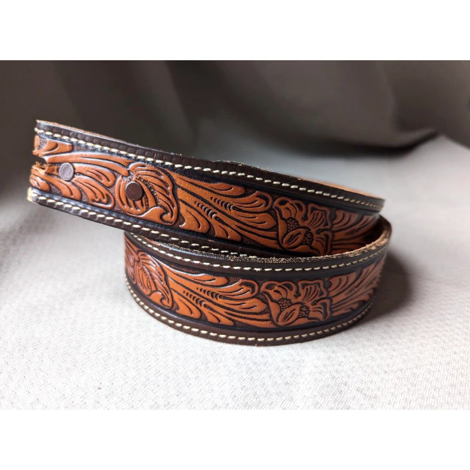 Vintage VINTAGE TEXTAN belt Buckle western leather full grain belt Men 30 Brown Western Mens 30 belt Size 30 - 2 Thumbnail