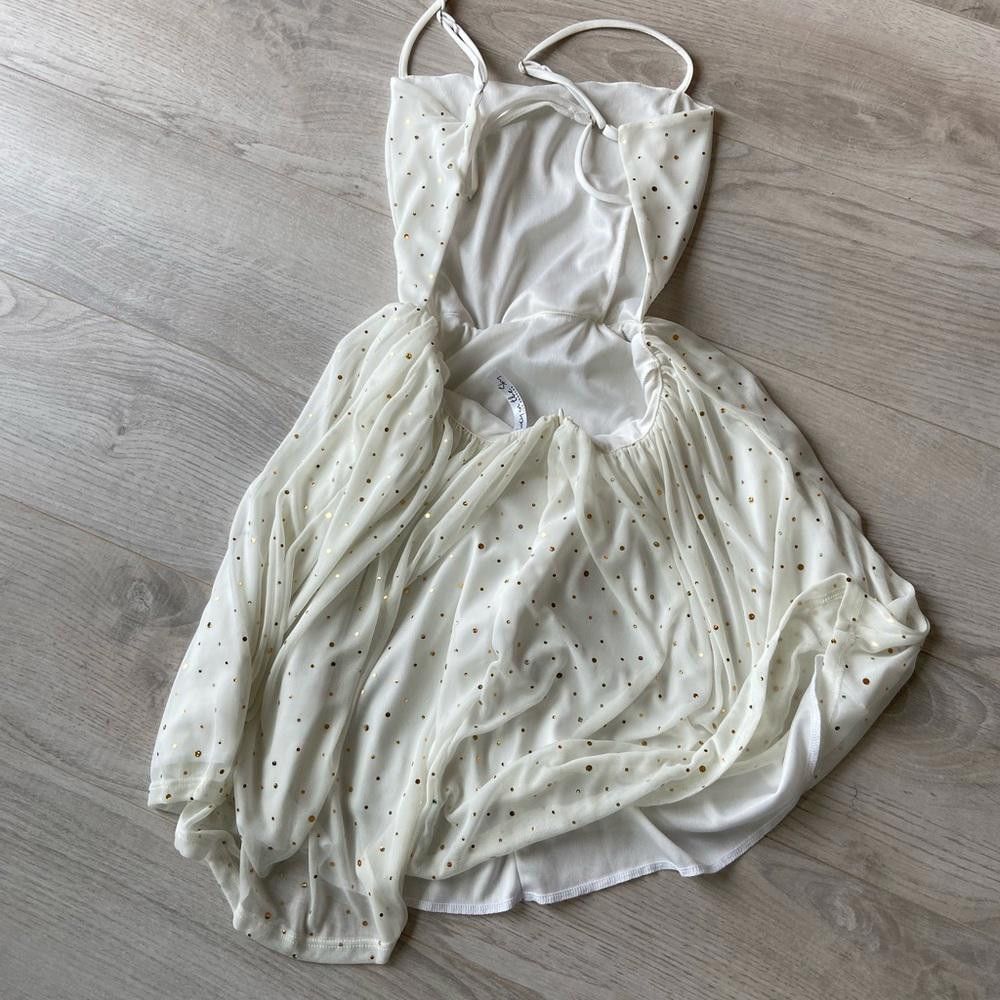 Designer Lucy In The Sky White and Gold Polka Dot Open Back Dress Size S / US 4 / IT 40 - 4 Thumbnail