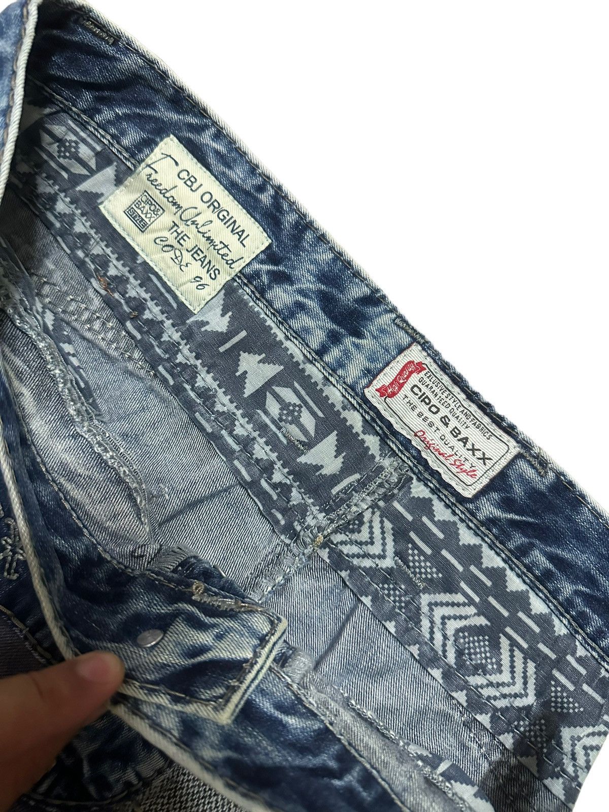 20471120 × Hysteric Glamour × Japanese Brand Cipo Denim Multicolor Distressed Pants Size US 35 - 6 Thumbnail