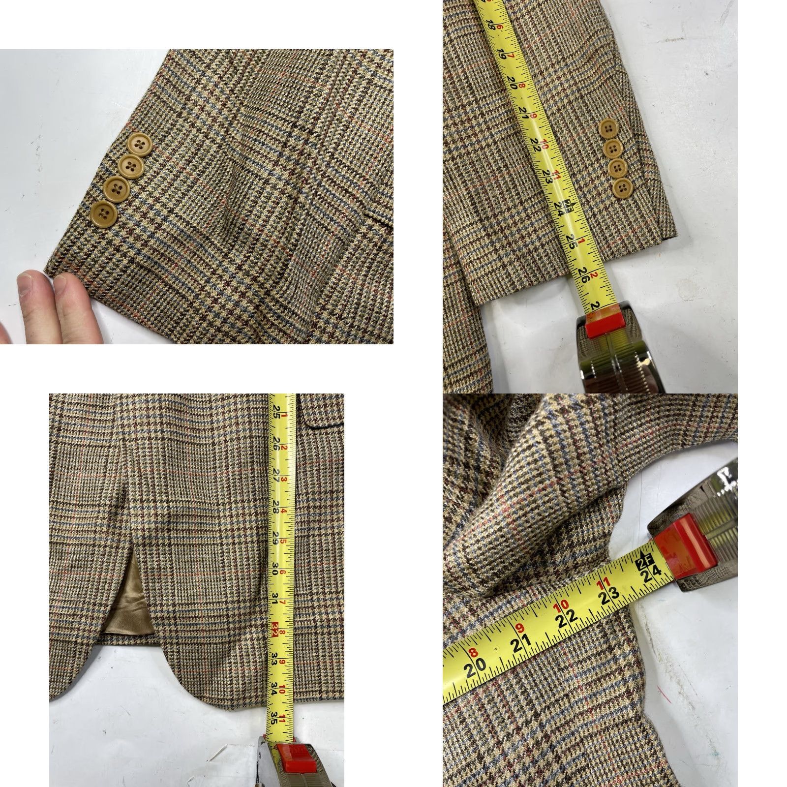 Brooks Brothers Brooks Brothers Blazer Jacket Mens 44L Silk Wool Linen Check Sport Coat Italy Size 44R - 8 Thumbnail