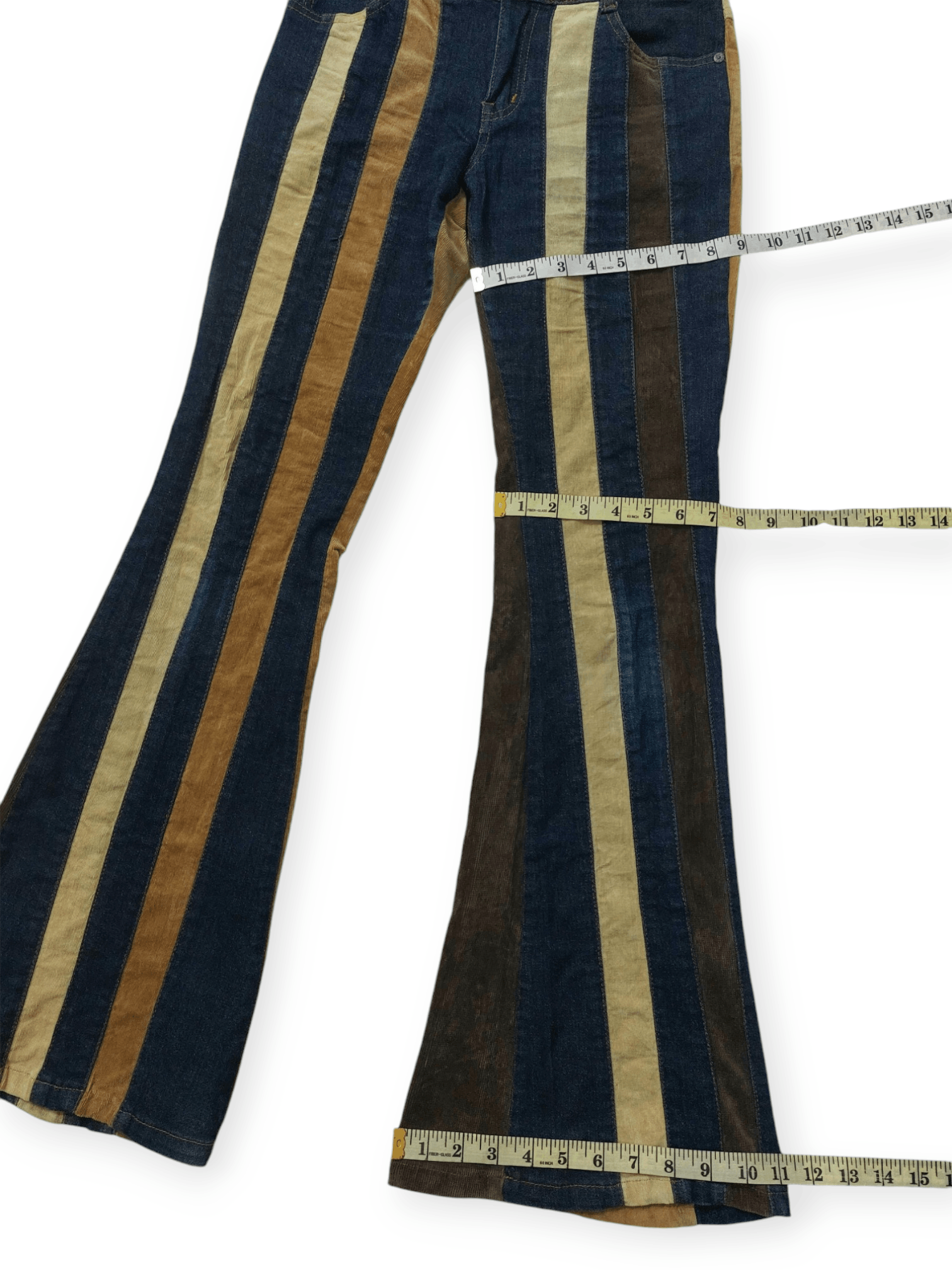 Vintage 🔥Super Flare Japan A.CO.CO Multi Stripe Jeans Size 26" / US 2 / IT 38 - 19 Thumbnail