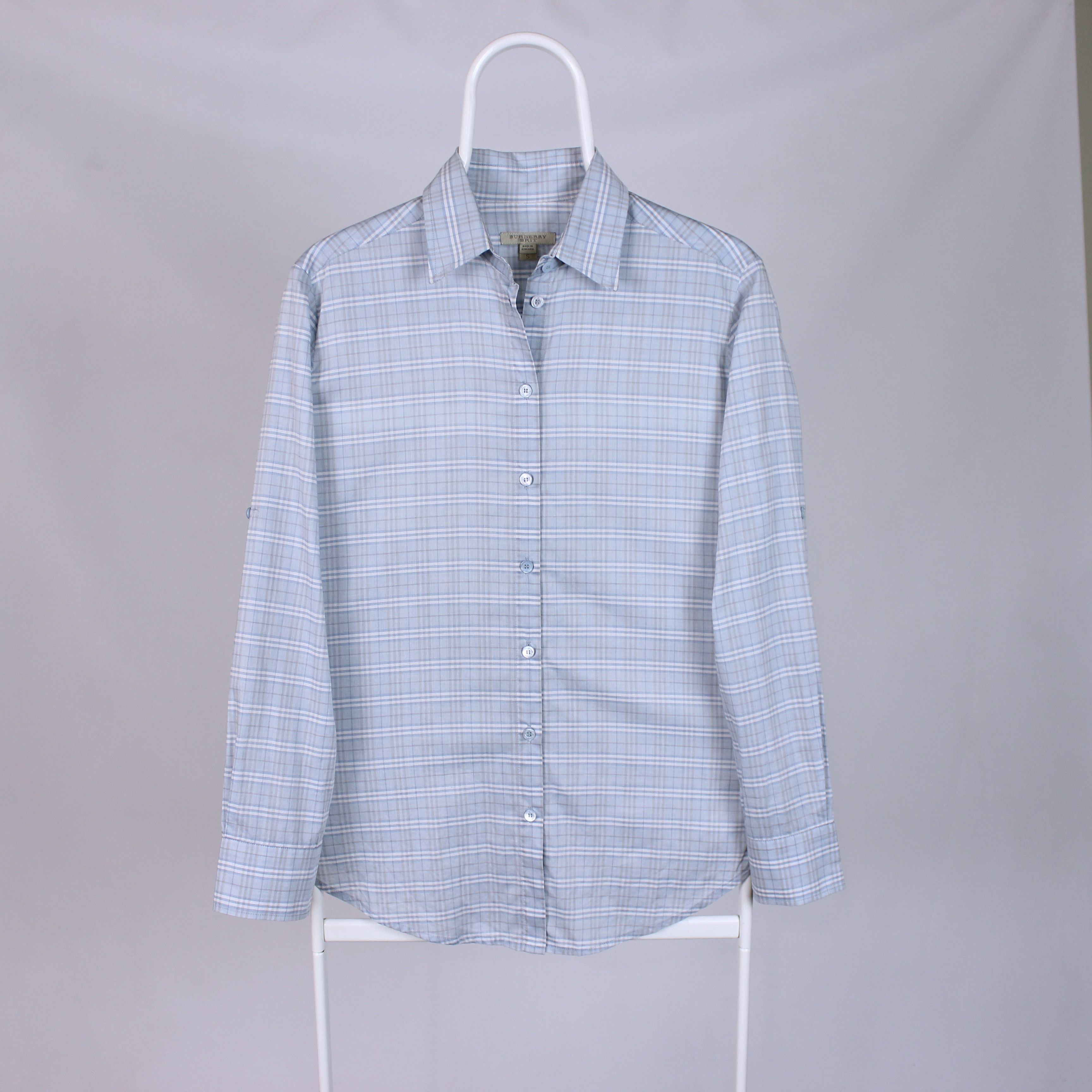 Burberry × Vintage Burberry vintage button ups shirt rarity blue nova S M Size US S / EU 44-46 / 1 - 1 Thumbnail