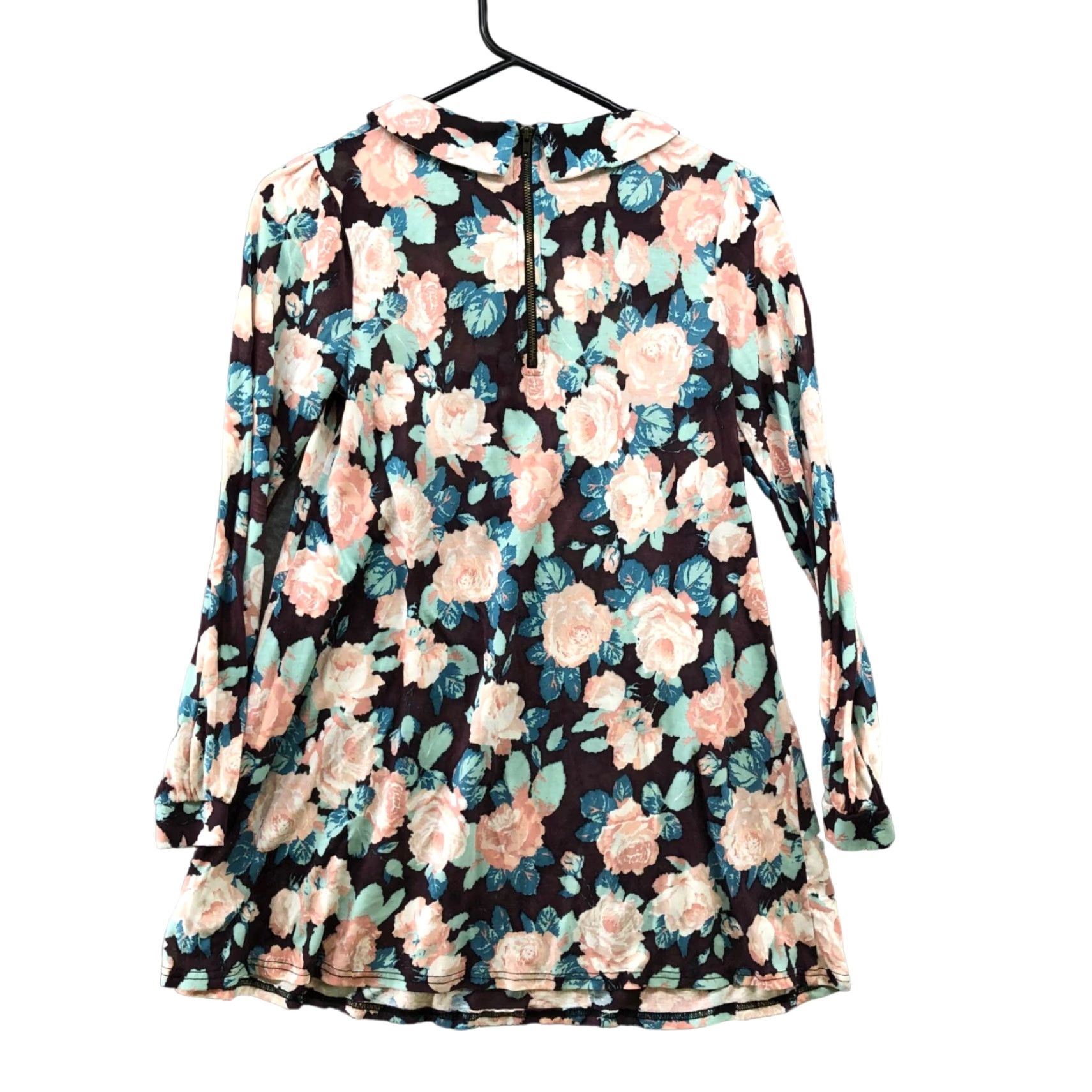Topshop Topshop Dress Women's 4 Long Sleeve Floral Peter Pan Collar Multicolor Polyester Back Zip Mini Size S / US 4 / IT 40 - 2 Thumbnail