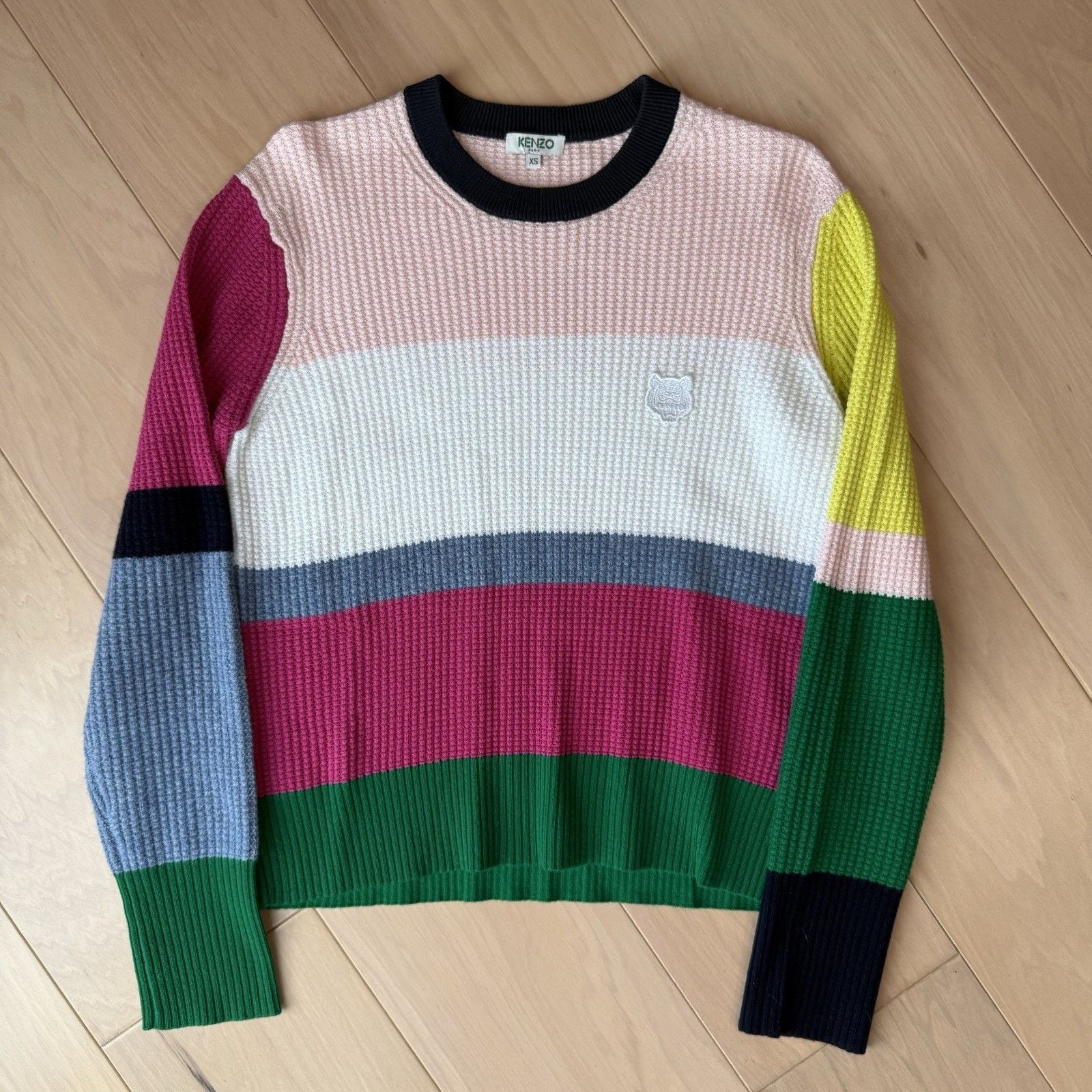Kenzo Spliced Pullover Women's XS Multicolor Cotton Sweater