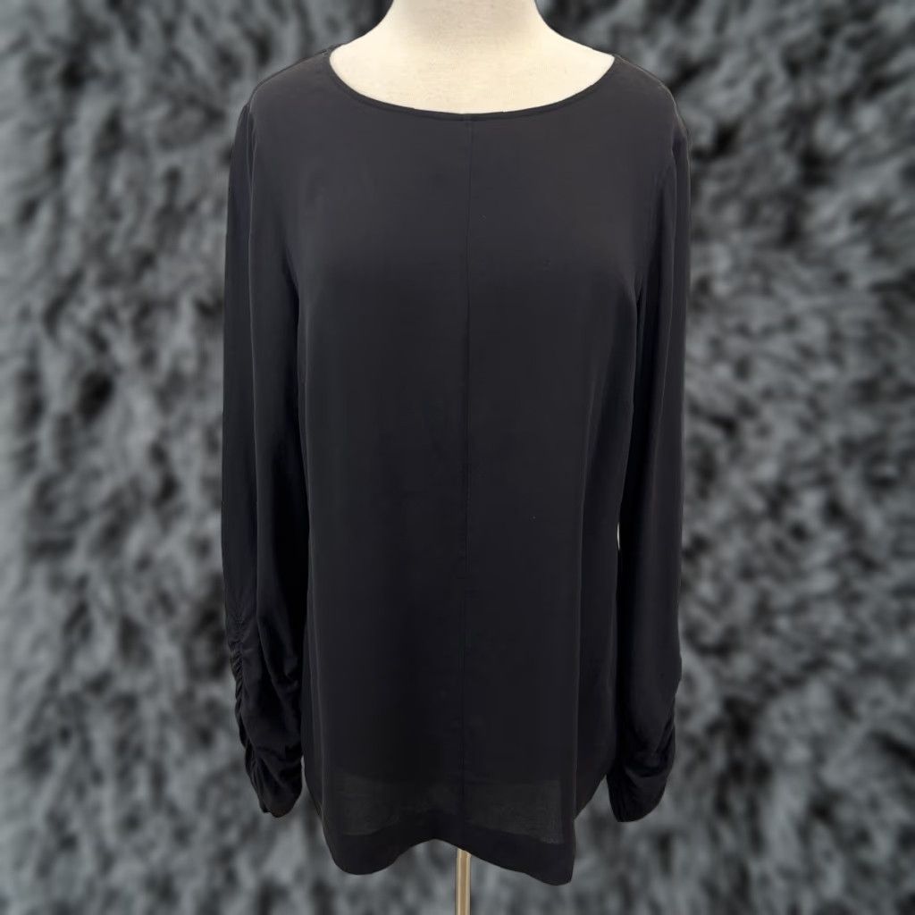 Tory Burch Vintage Tory Burch Women's Silk Blouse Sz 12 Black Tunic Long Sleeve Round Neck Classic Designer Size XL / US 12-14 / IT 48-50 - 1 Thumbnail