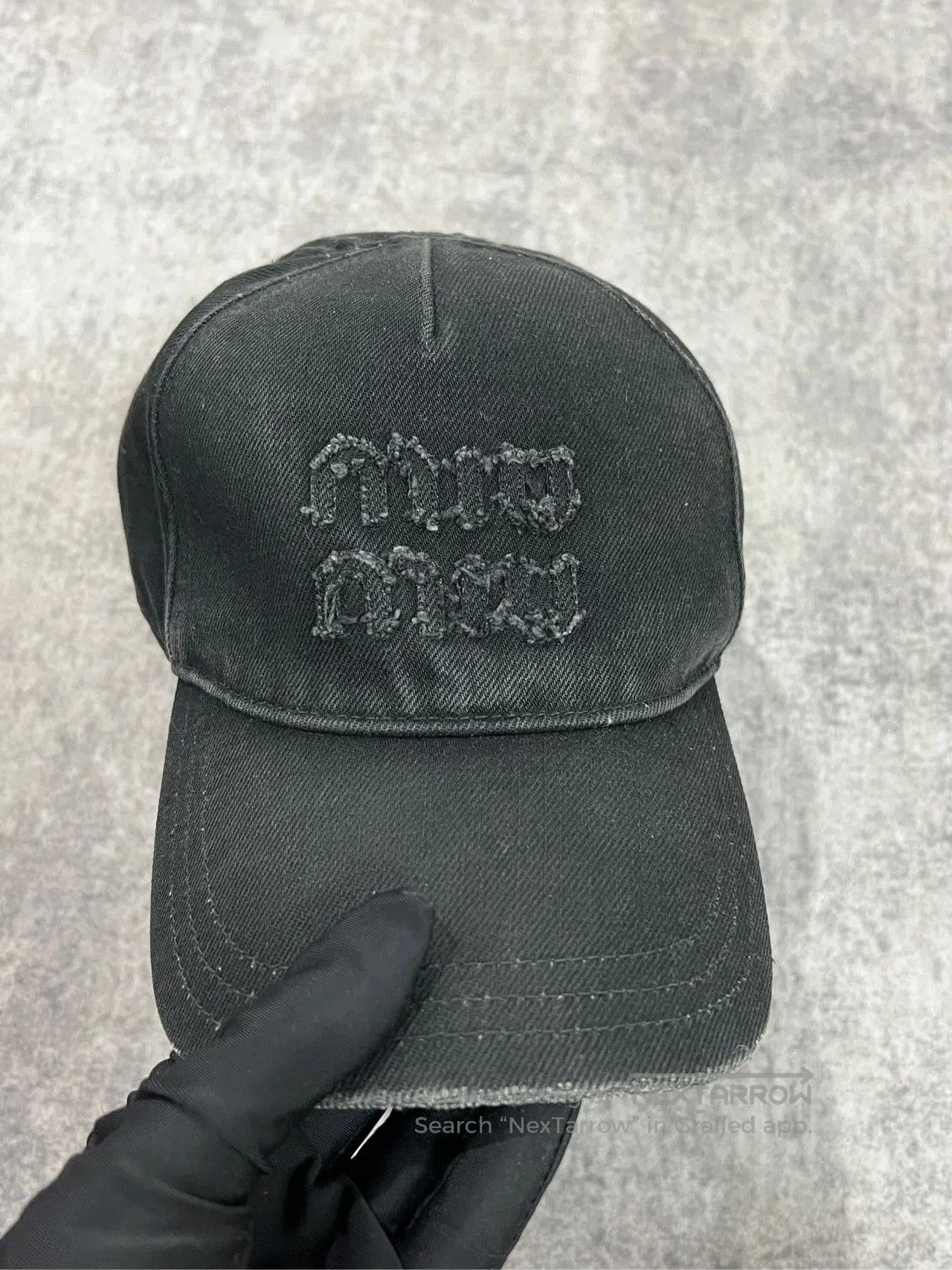 Miu Miu Miumiu Black Distressed Baseball Cap. Size ONE SIZE - 2 Thumbnail