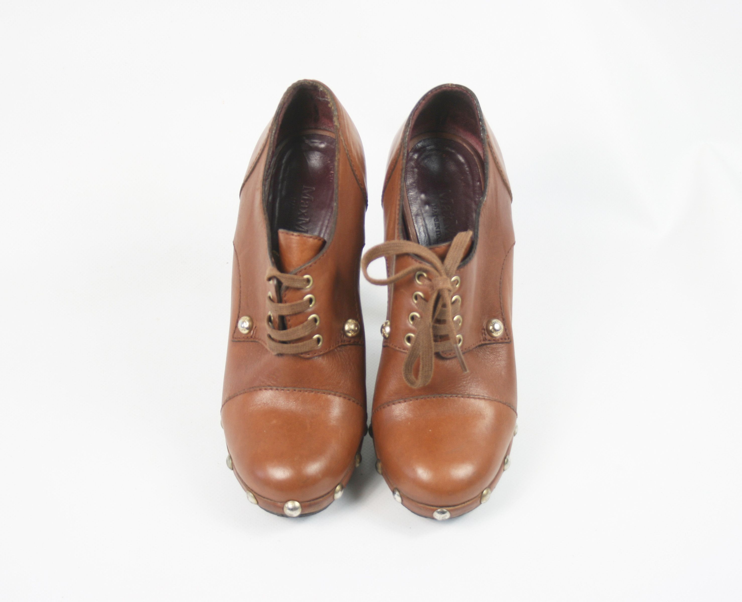 Max Mara Rockstudded Leather Heeled Ankle Boots Size US 6 / IT 36 - 4 Thumbnail