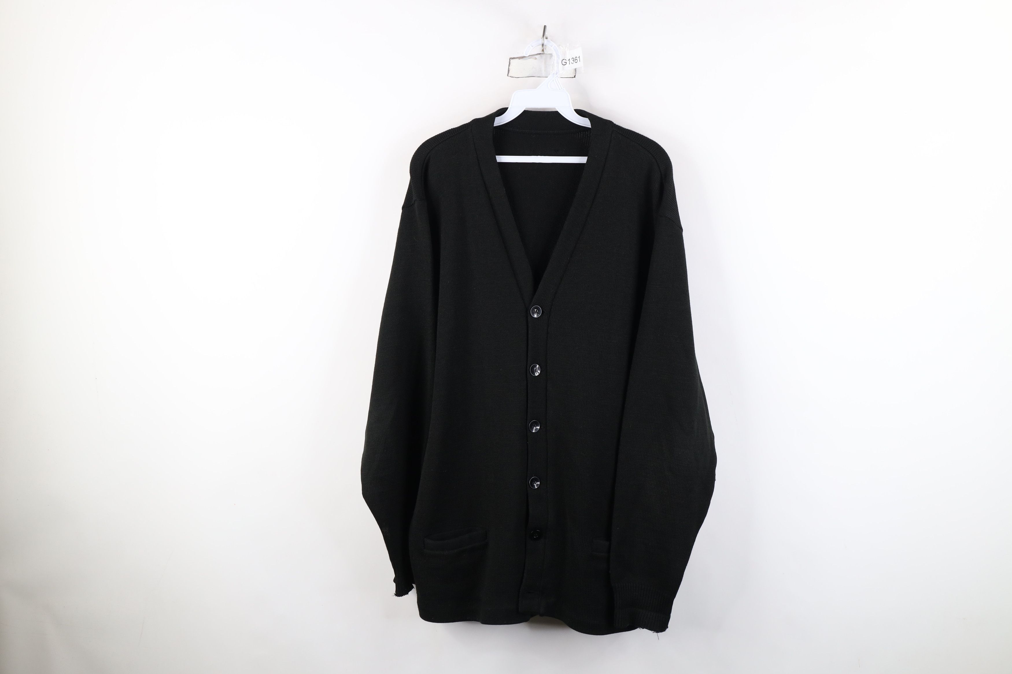 Vintage Vintage 90s Streetwear Blank Knit Cardigan Sweater Black Size US XL / EU 56 / 4 - 1 Thumbnail