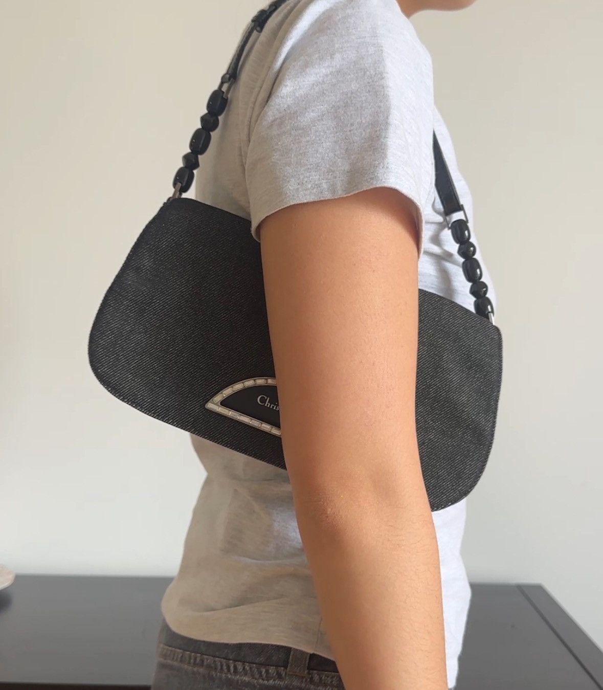 Dior Vintage Dior Malice Pearl Denim Bag Size ONE SIZE - 4 Thumbnail