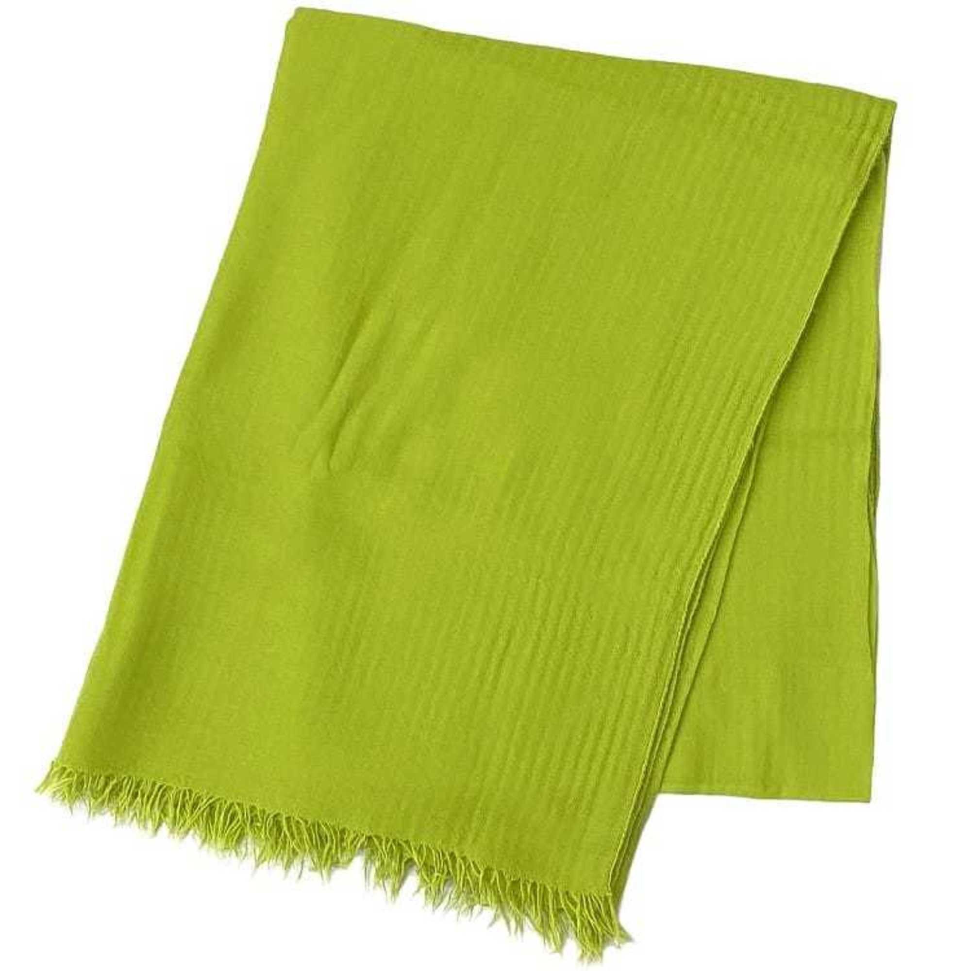 Hermes Hermes scarf ec-23213 light green 80% cashmere 20% wool HERMES yellow lap blanket men women Size ONE SIZE - 1 Thumbnail