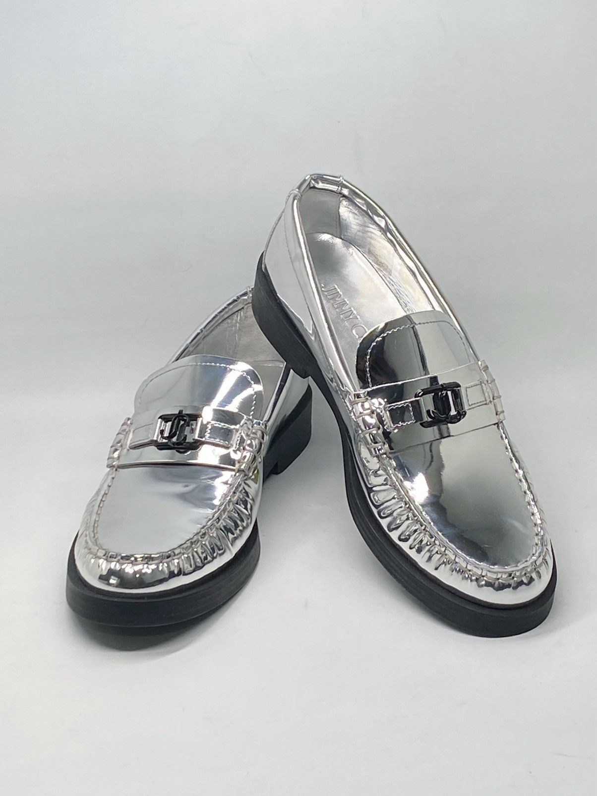 Jimmy Choo Jimmy Choo Addie JC Logo Metallic Loafer size 38 Size US 8 / IT 38 - 2 Thumbnail