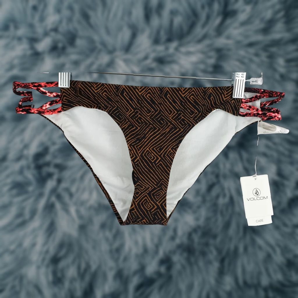 Volcom VINTAGE Volcom Bikini Bottom Womens Large Swimwear Tribal Geometric Black Brown 90s Swimsuit Ladies Size 36" / US 14 / IT 50 - 1 Thumbnail