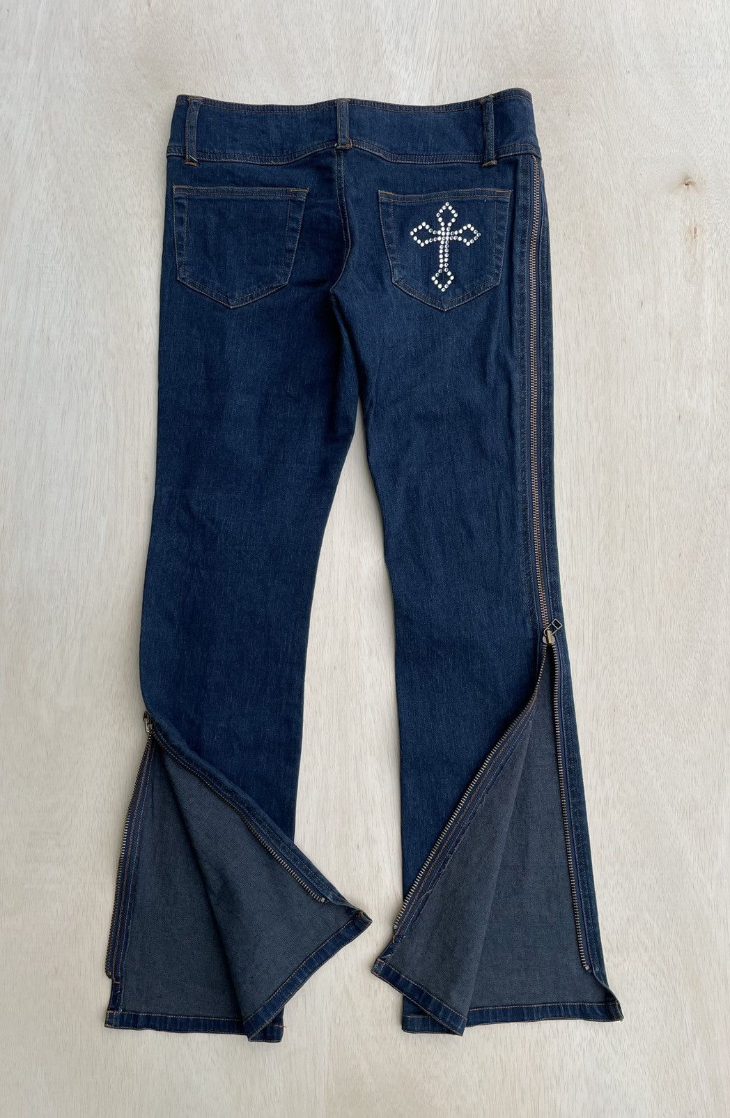 image of Beauty Beast x Vintage Joky Gal Multi Zipper Jeans in Blue, Women's (Size 30)