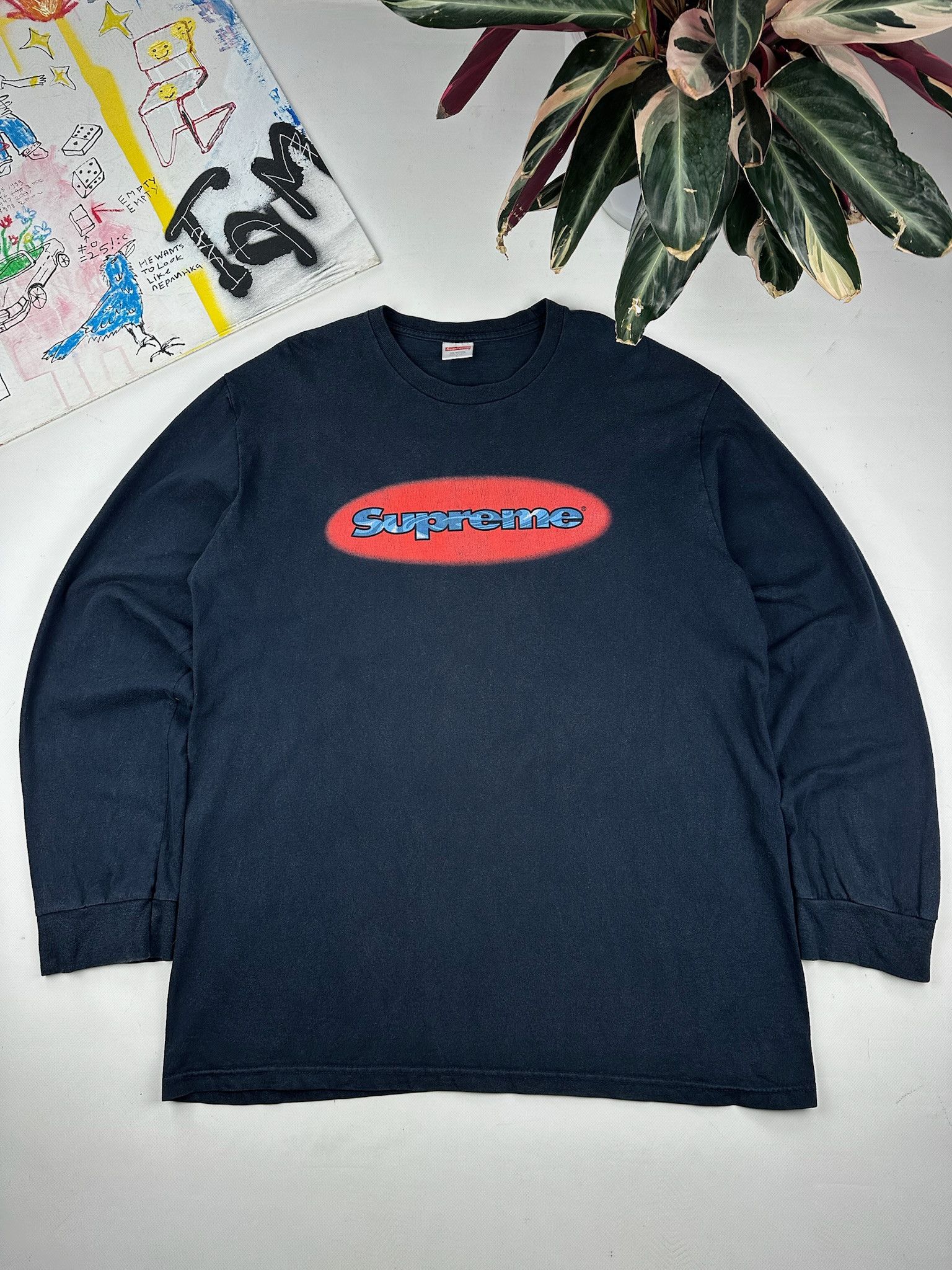 Vintage Supreme Long-Sleeve Ripples 2016 bog logo tshirr Size US L / EU 52-54 / 3 - 4 Thumbnail