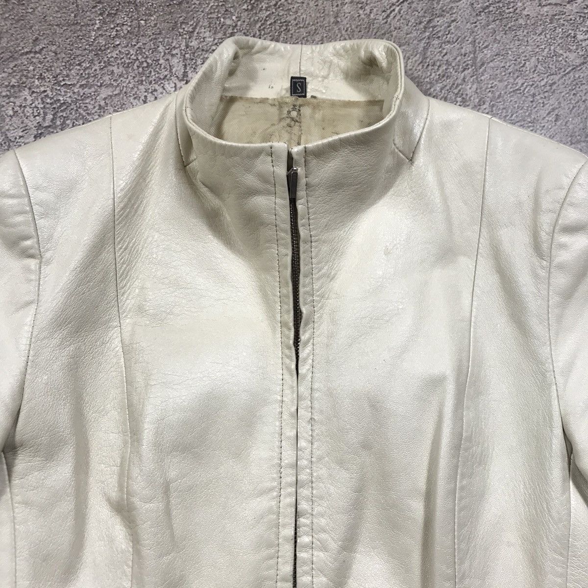 Vintage Vintage 90s Cream Zip Up Jacket Minimalist Streetwear Slim S Size S / US 4 / IT 40 - 3 Thumbnail