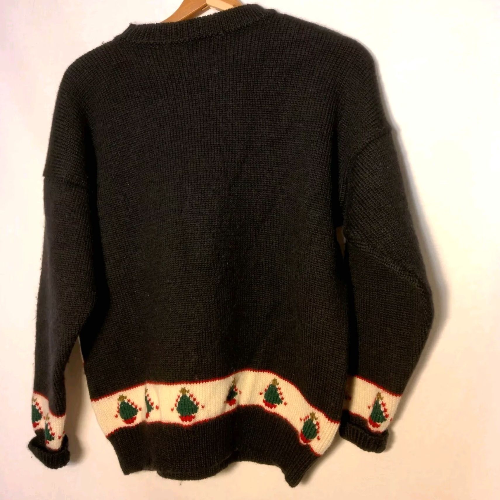 Vintage VINTAGE South Wool Christmas Sweater M Pure New Wool Black Hand Loomed Santa Reindeer Casual Long Sleeve Pullover Womens Size M / US 6-8 / IT 42-44 - 2 Thumbnail
