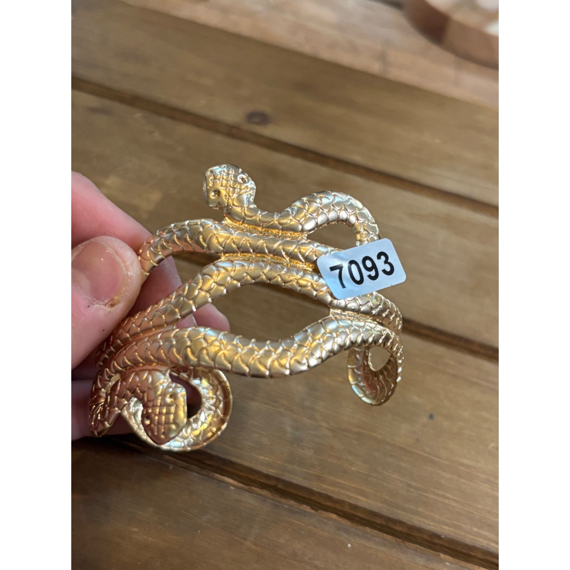 Other Gold Snake Cuff Bracelet Adjustable Size Textured Design Size ONE SIZE - 2 Thumbnail