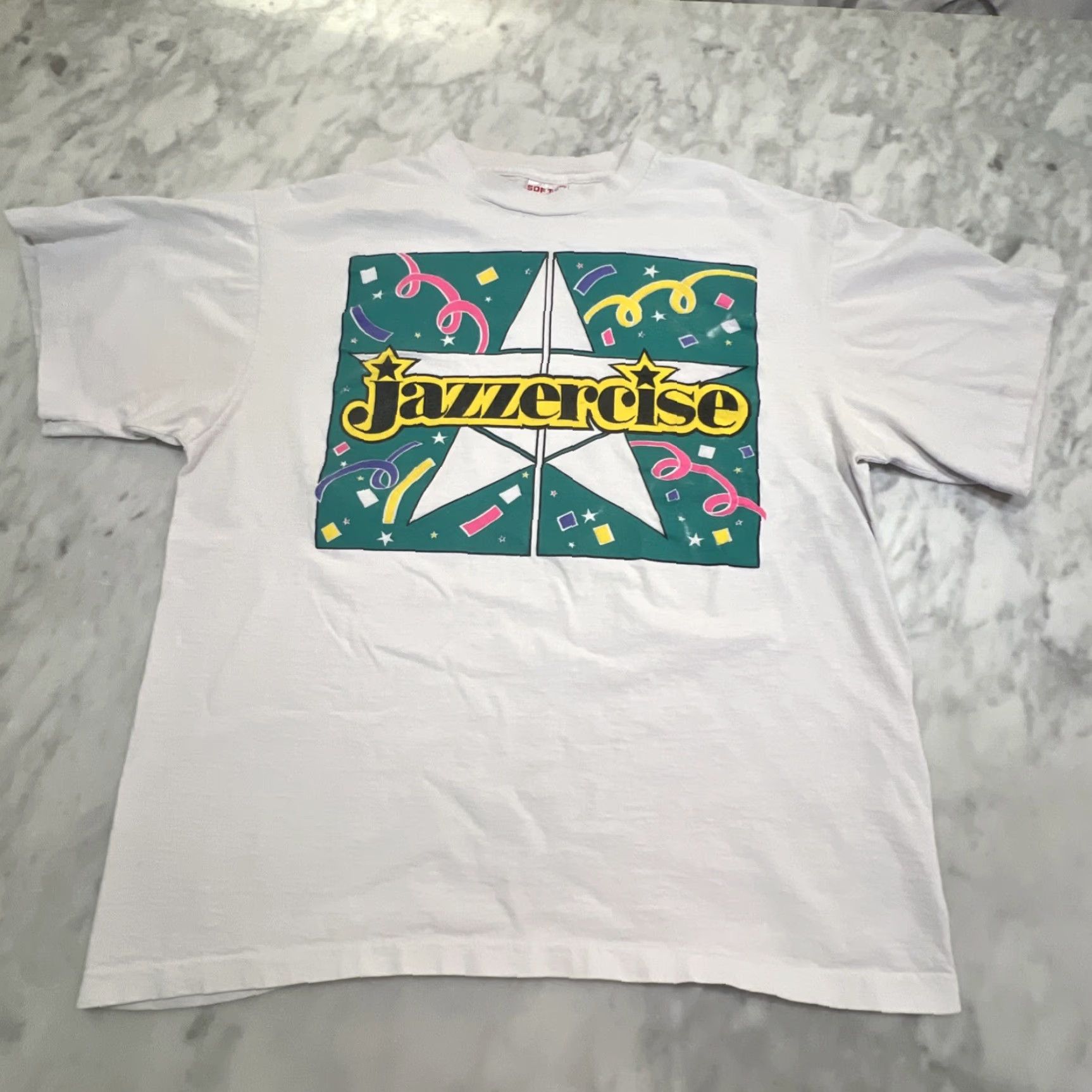 Vintage VINTAGE Y2K Jazzercise Shirt XL White Neon Single Stitch Unisex 1990s Graphic Tee Made USA Size US XL / EU 56 / 4 - 4 Thumbnail