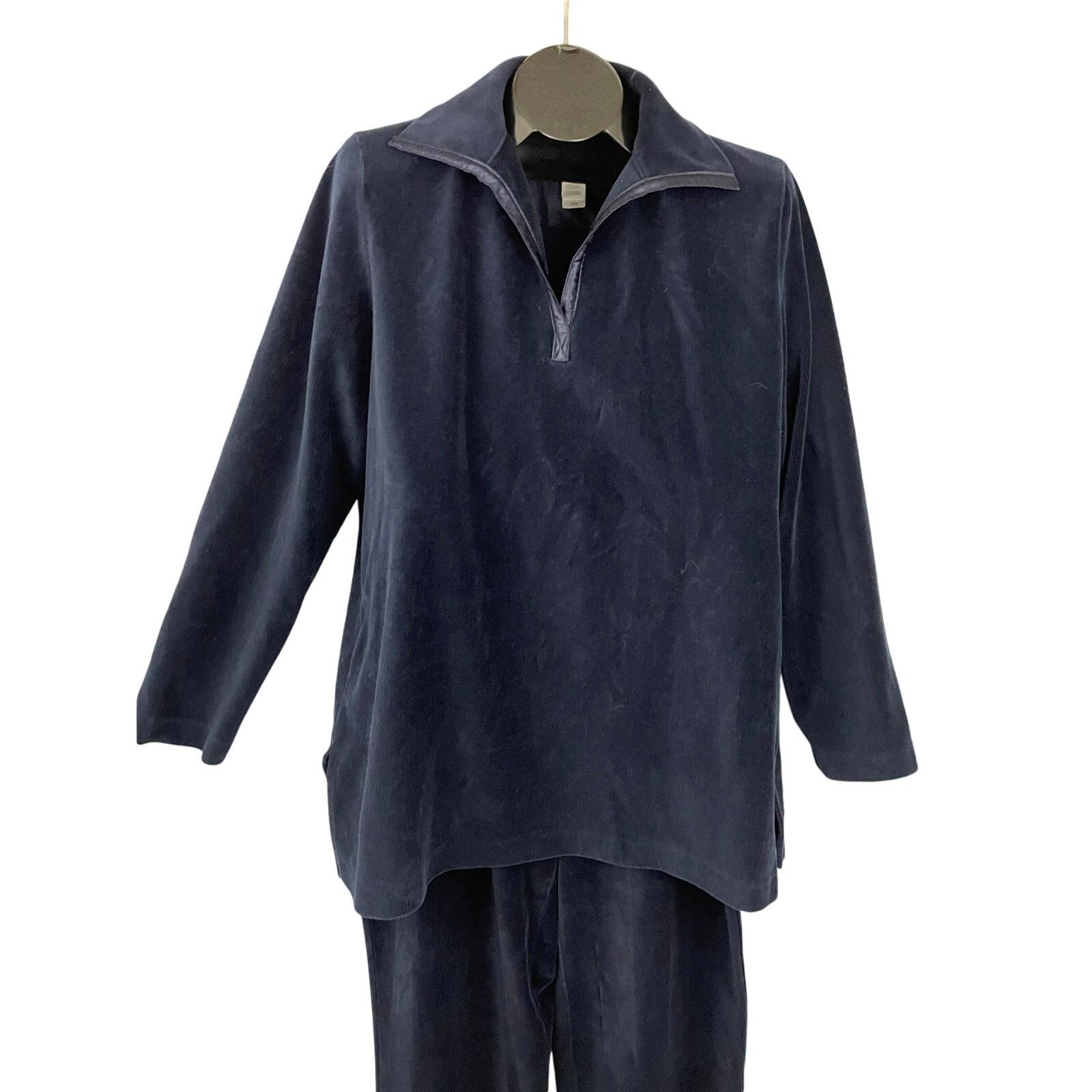 Liz Claiborne Liz Claiborne Navy Blue Tracksuit Corduroy Velour LARGE Size L / US 10 / IT 46 - 2 Thumbnail
