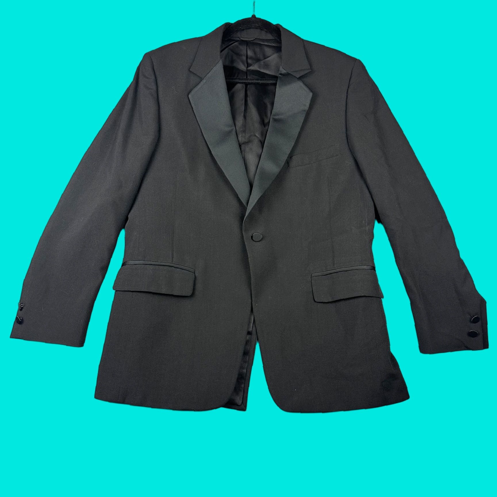 Vintage Tuxedo Shirt Mens 41R 38x26 Black One Button Notch Lapel 2 Piece Formal Wedding Shirt? Size 42R - 1 Thumbnail