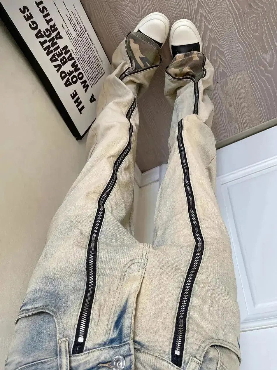 Japanese Brand Straight slim fit zipper patchwork jeans Size US 32 / EU 48 - 5 Thumbnail