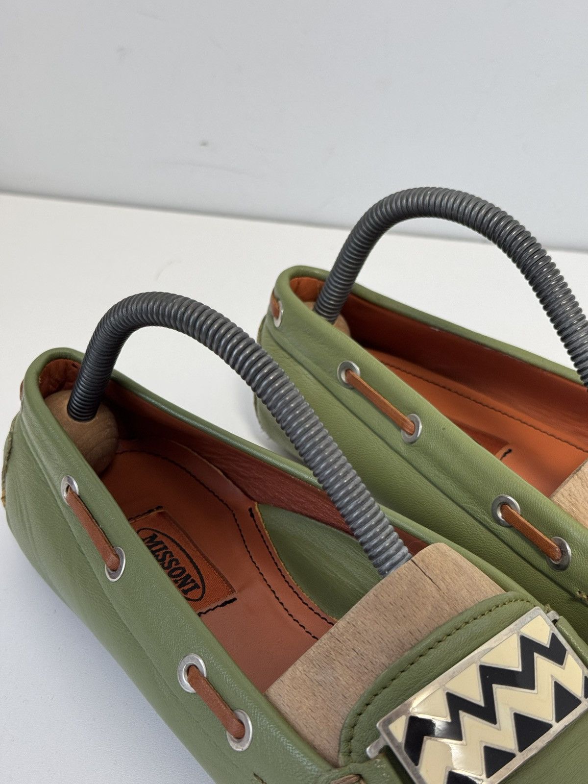 Missoni Missoni Women’s Leather Driving Loafers Green Zigzag 38 EU Size US 8 / IT 38 - 9 Thumbnail