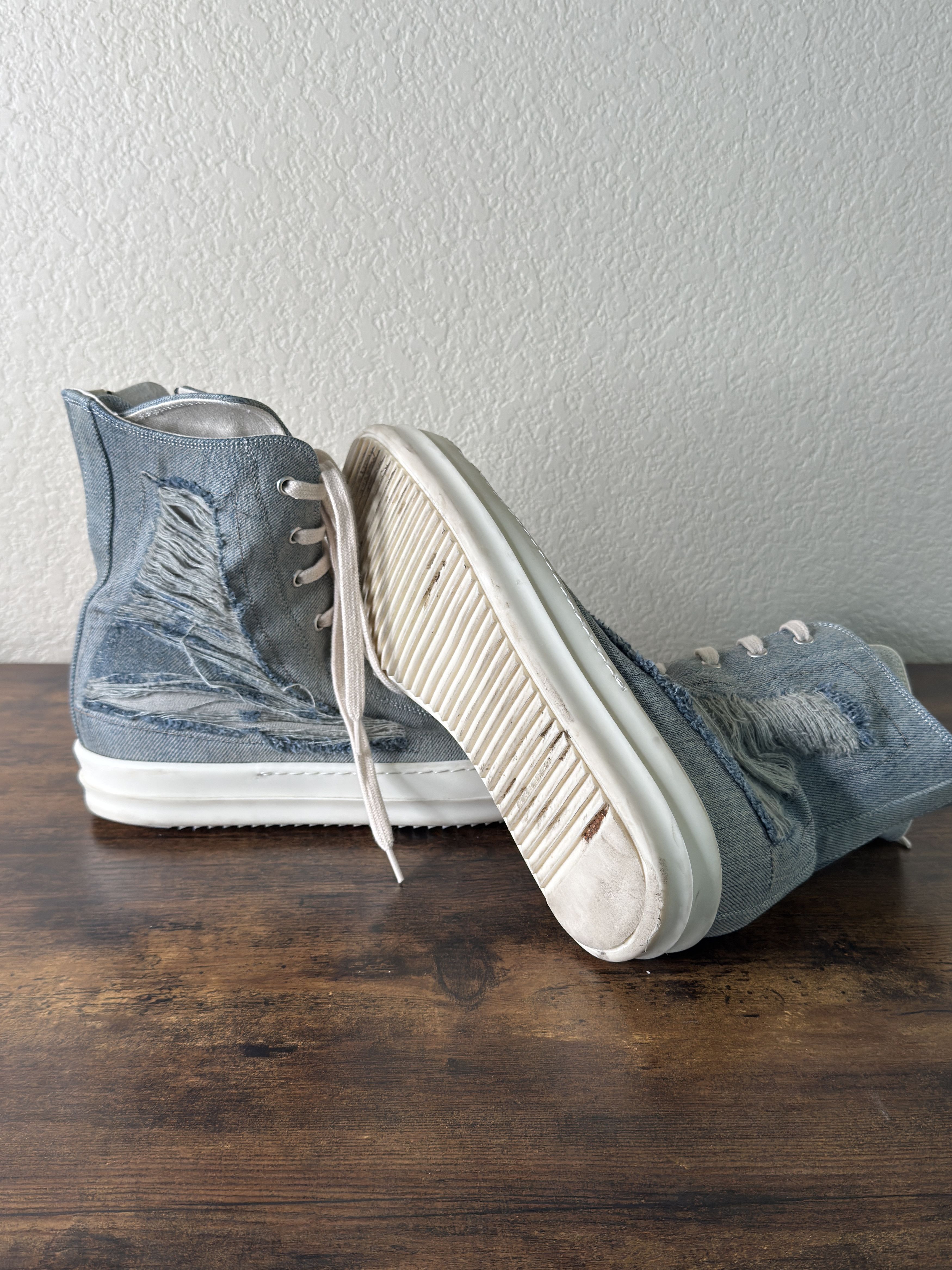 Rick Owens Drkshdw Rick Owens DRKSHDW Denim High-Top Ramones Size US 11 / EU 44 - 6 Thumbnail