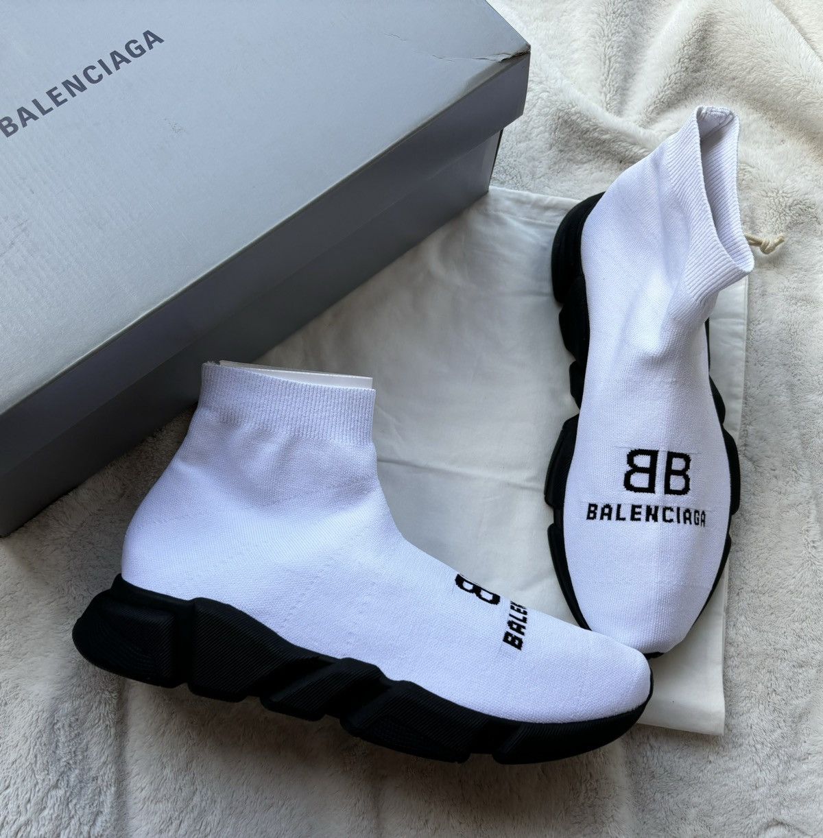 Balenciaga Balenciaga White Black Speed Runners Sneakers Grailed