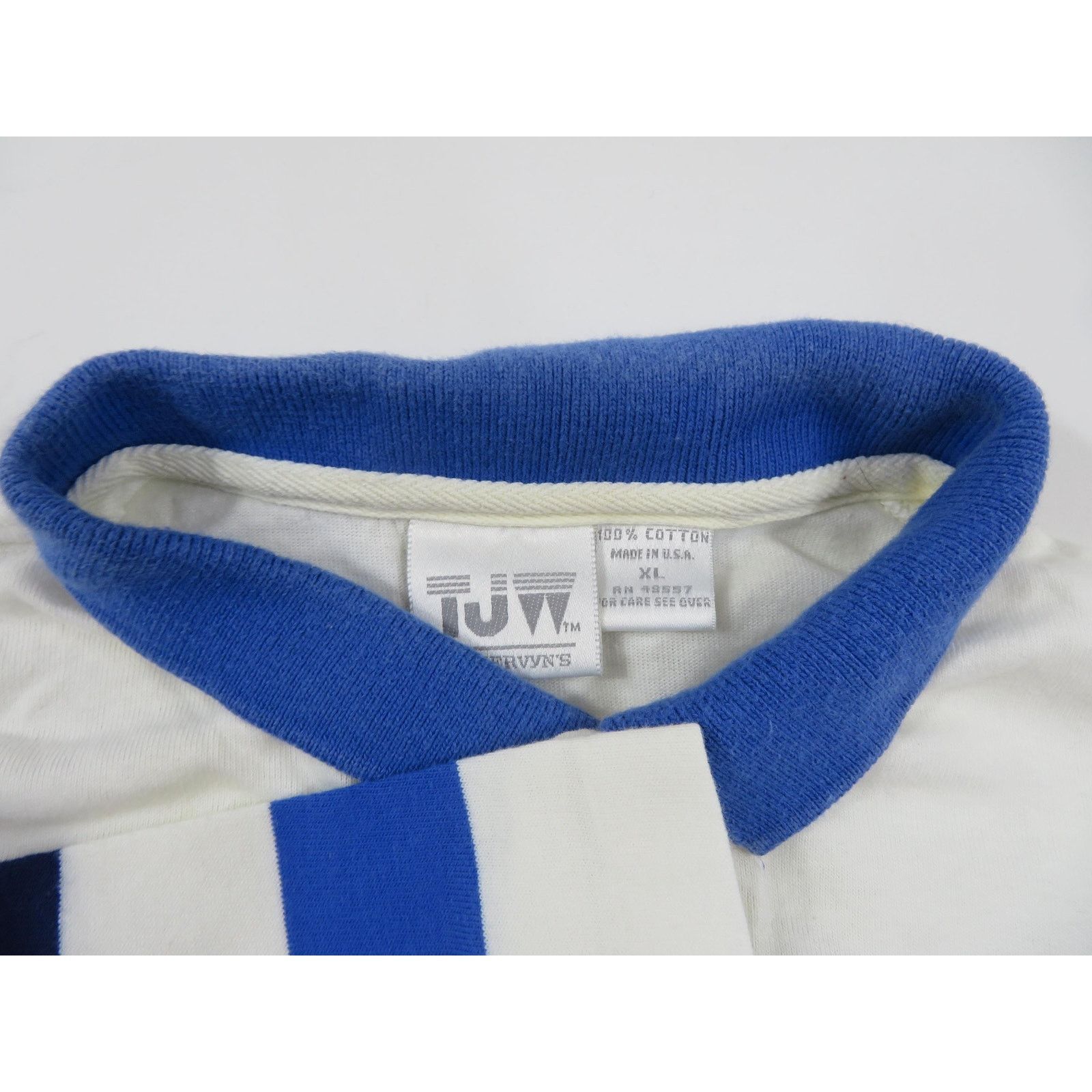 Other Mervyns Polo Shirt, Golf Rugby, White Blue, Sz XL 1990s Size US XL / EU 56 / 4 - 3 Thumbnail