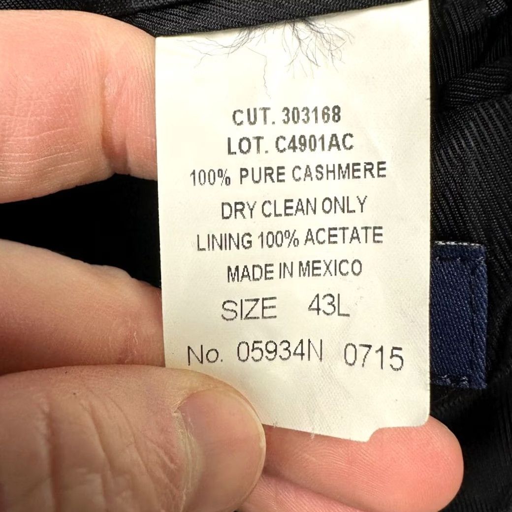 Vintage Andrew Fezza Sport Coat Blazer Mens 43L Dark Gray 100% Cashmere 3 Button Closure Size 46R - 6 Thumbnail