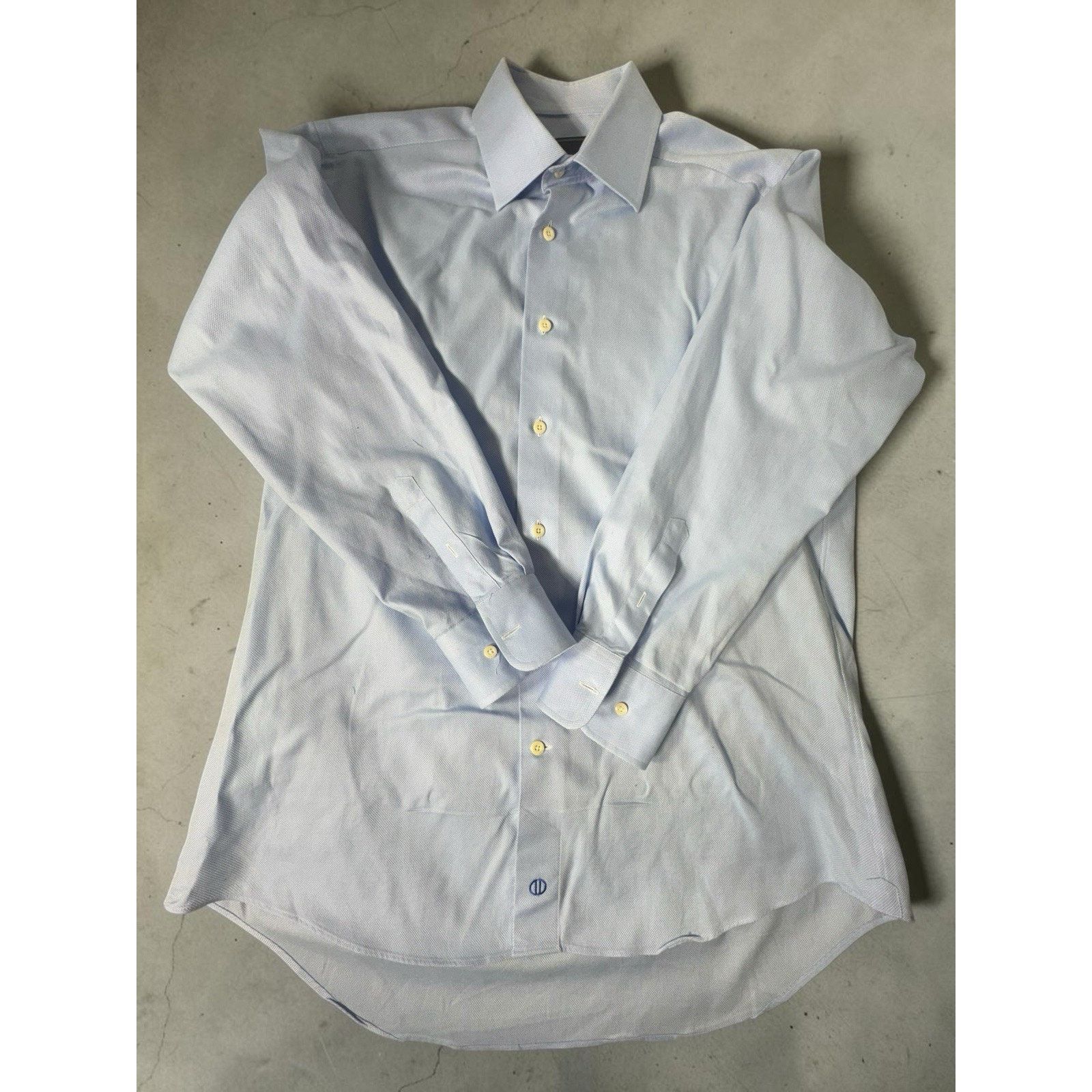 David Donahue David Donahue Dress Shirt 16.5 32/33 Light Blue Trim Fit Size US M / EU 48-50 / 2 - 1 Thumbnail