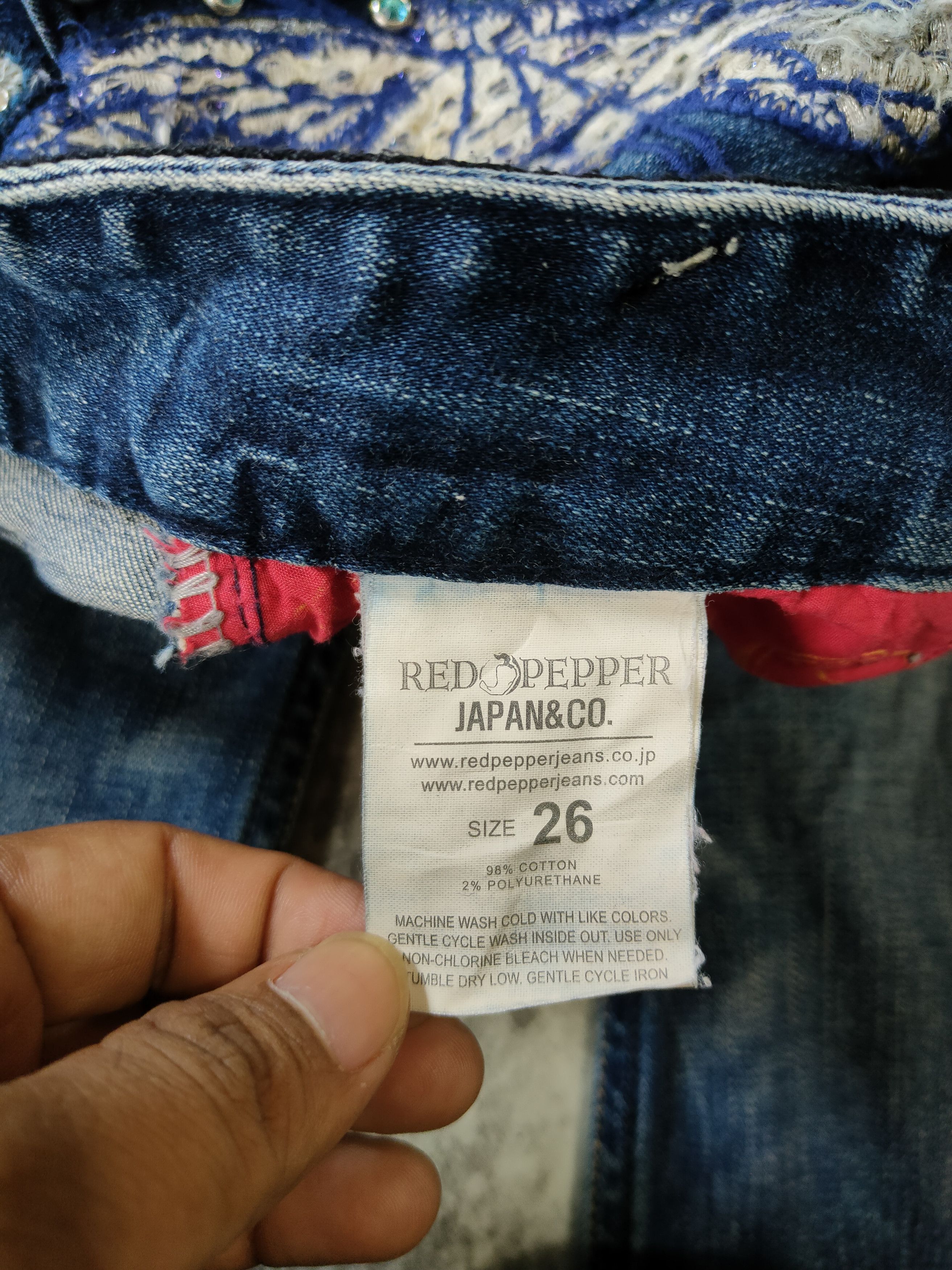 Hysteric Glamour × If Six Was Nine × Le Grande Bleu (L.G.B.) Red Pepper Butterfly Embordired Jeans Size 29" - 13 Thumbnail
